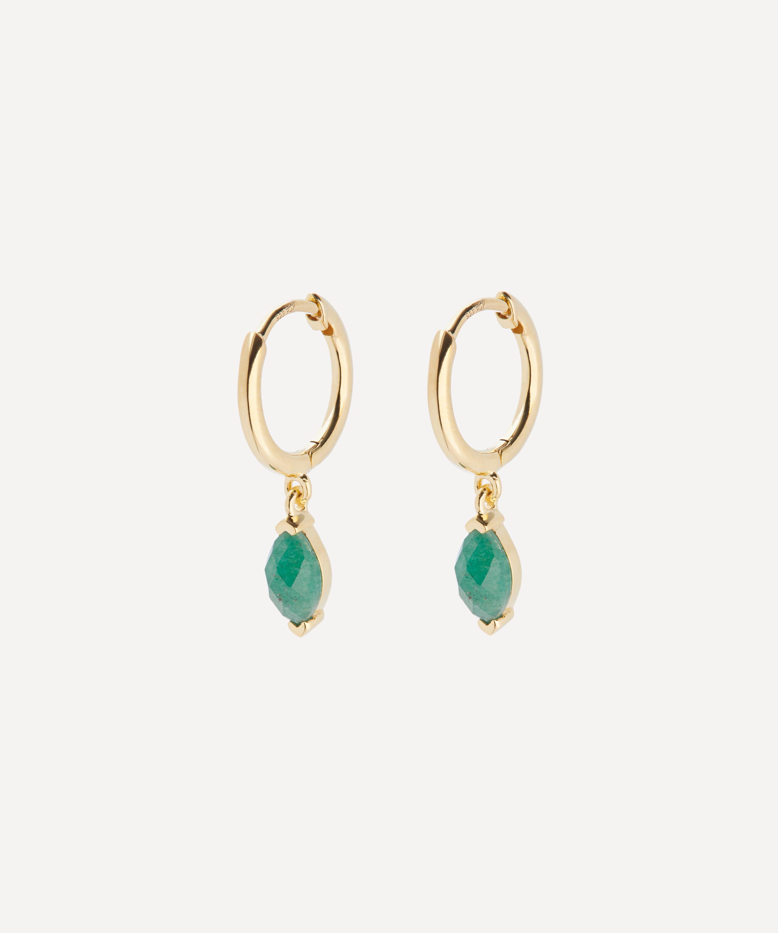 PDPAOLA - 18ct Gold-Plated Green Aventurine Nomad Hoop Earrings