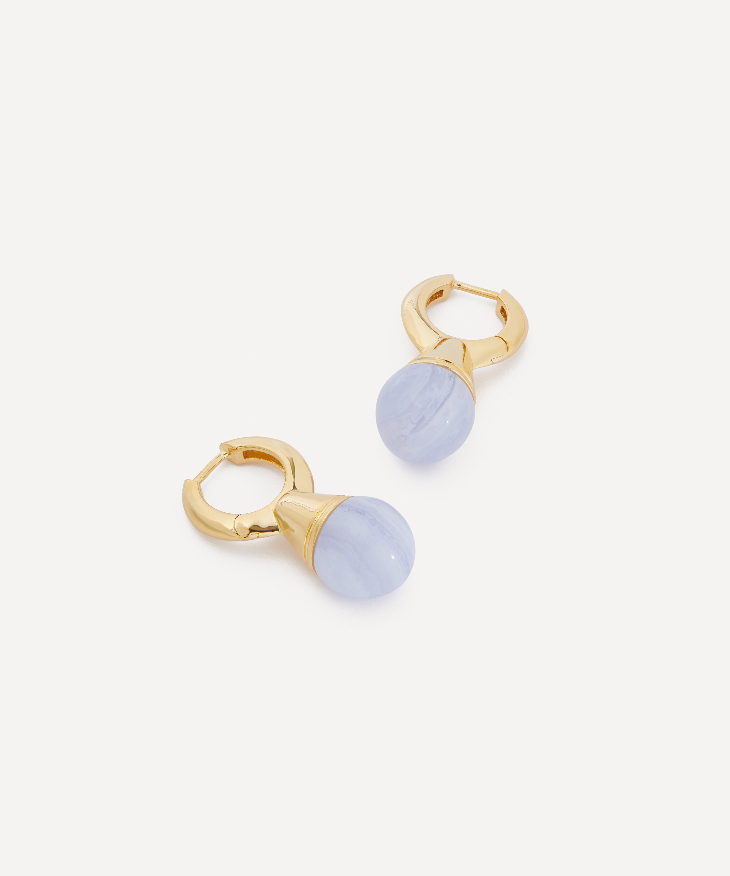 PDPAOLA - 18ct Gold-Plated Blue Lace Agate Riviera Hoop Earrings image number 1