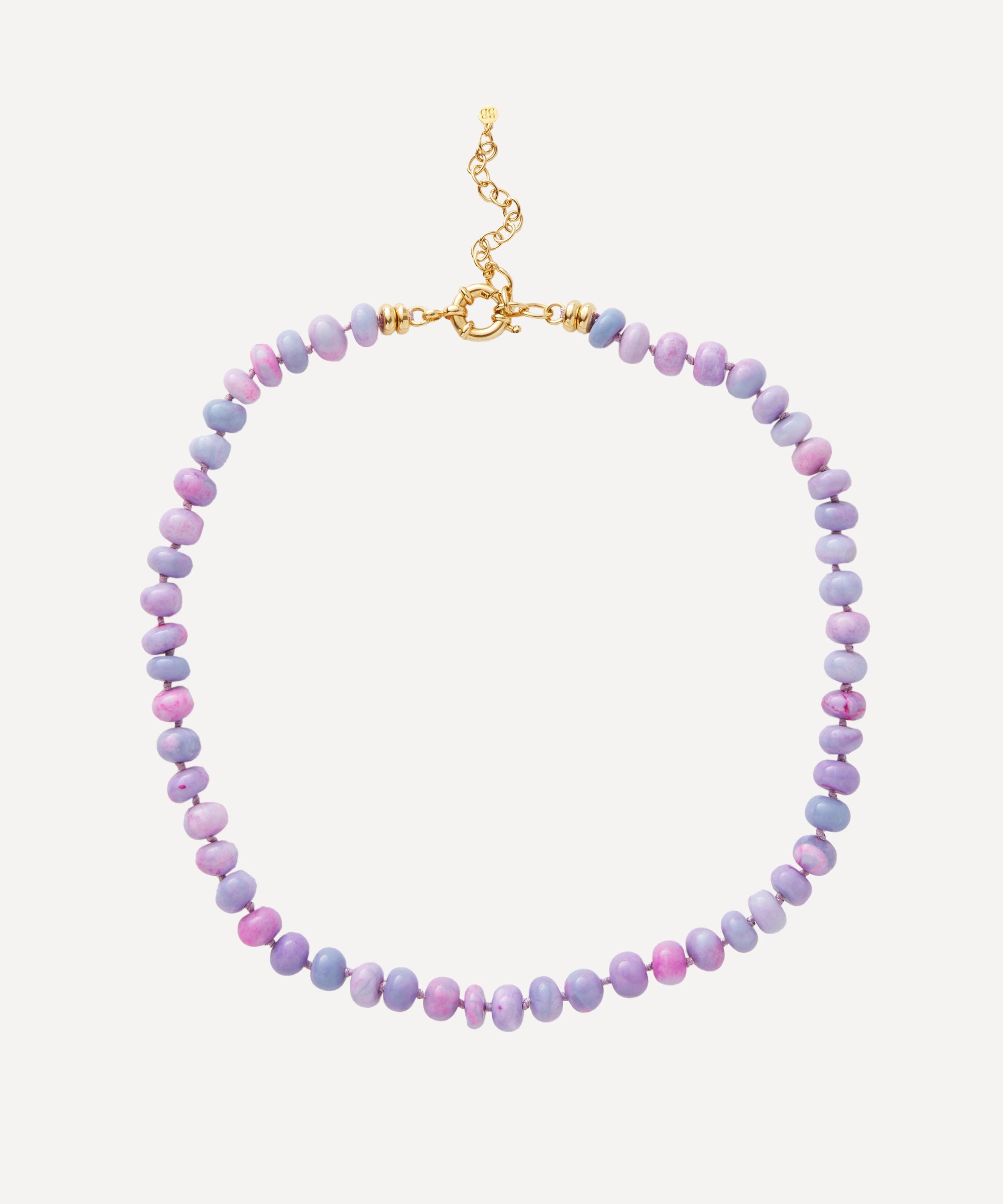 Bon Bon Jewellery Club - 14ct Gold-Plated Vermeil Silver Orchid Opal Bead Necklace image number 0
