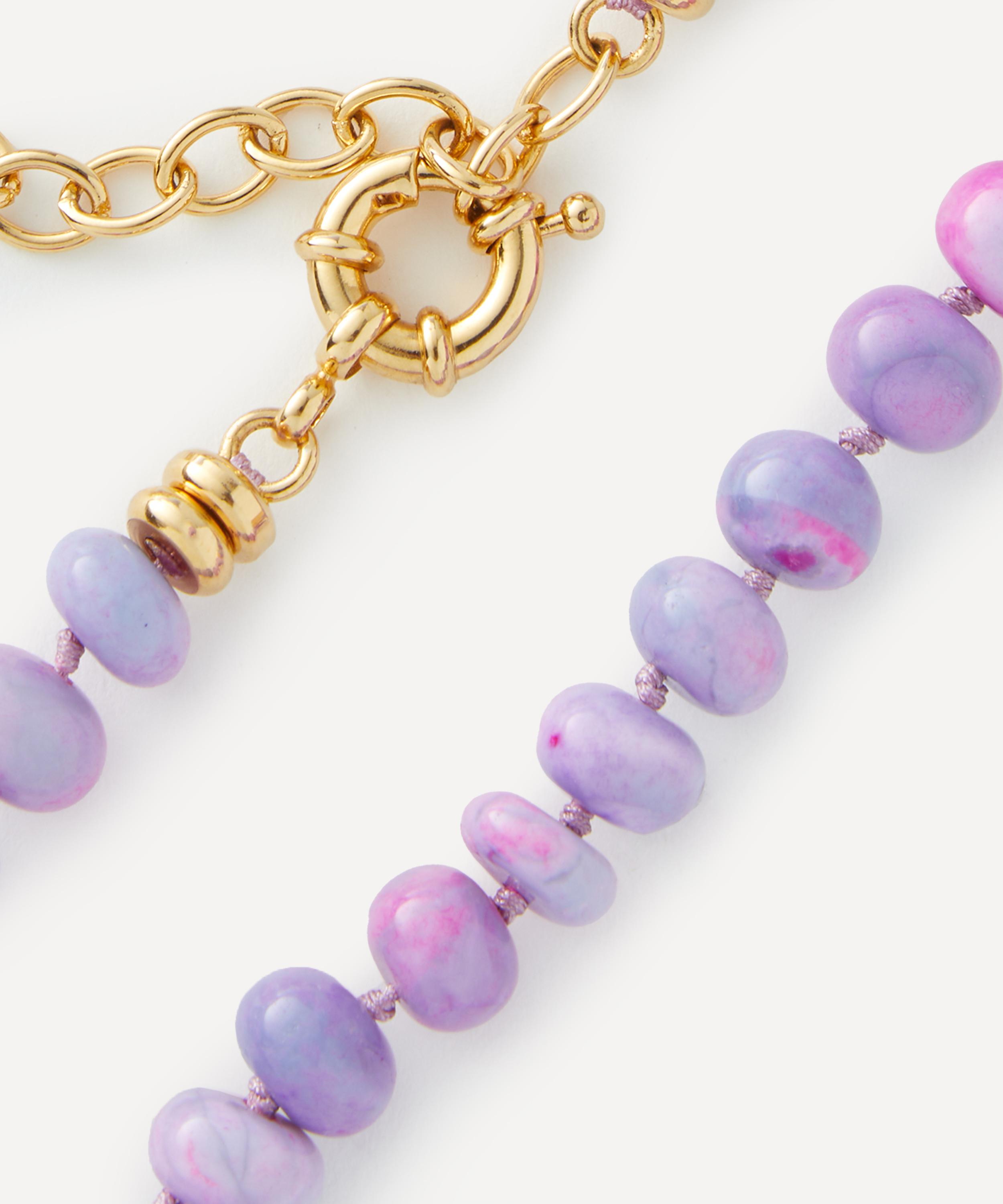 Bon Bon Jewellery Club - 14ct Gold-Plated Vermeil Silver Orchid Opal Bead Necklace image number 1