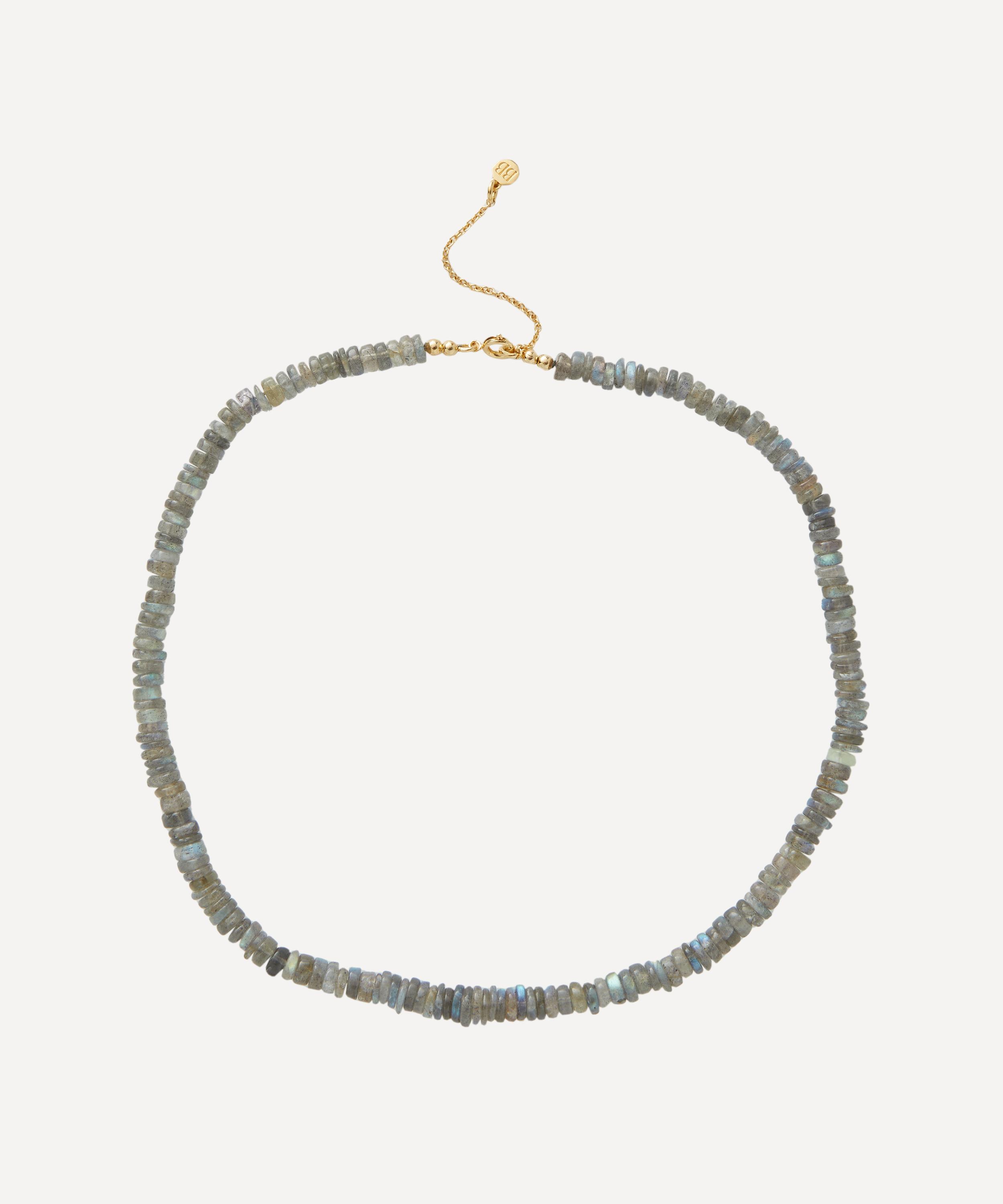 Bon Bon Jewellery Club - 14ct Gold-Plated Vermeil Silver Labradorite Positivity Heishi Bead Necklace image number 0