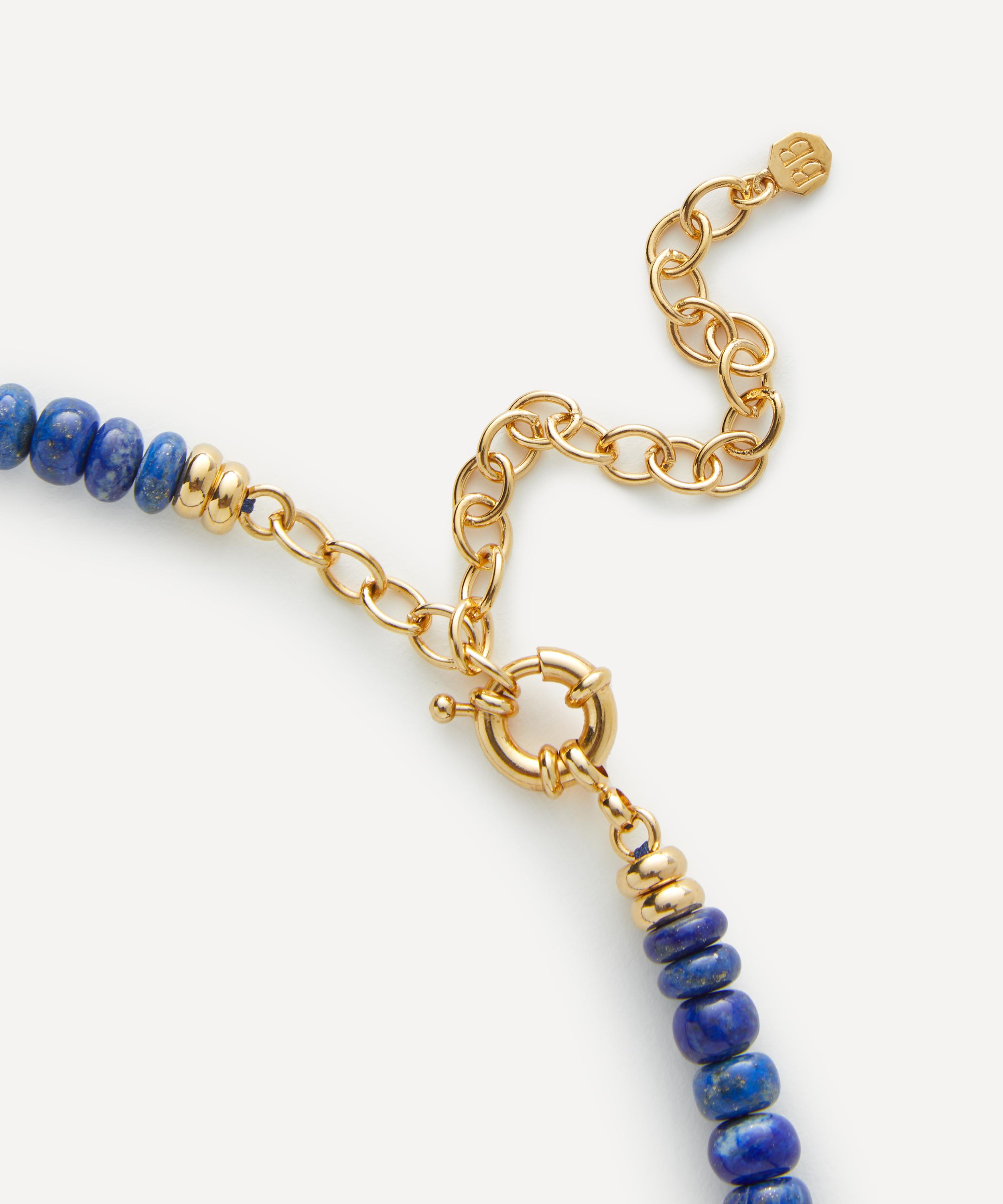 Bon Bon Jewellery Club - 14ct Gold-Plated Vermeil Silver Lapis Lazuli Wisdom Bead Necklace image number 1