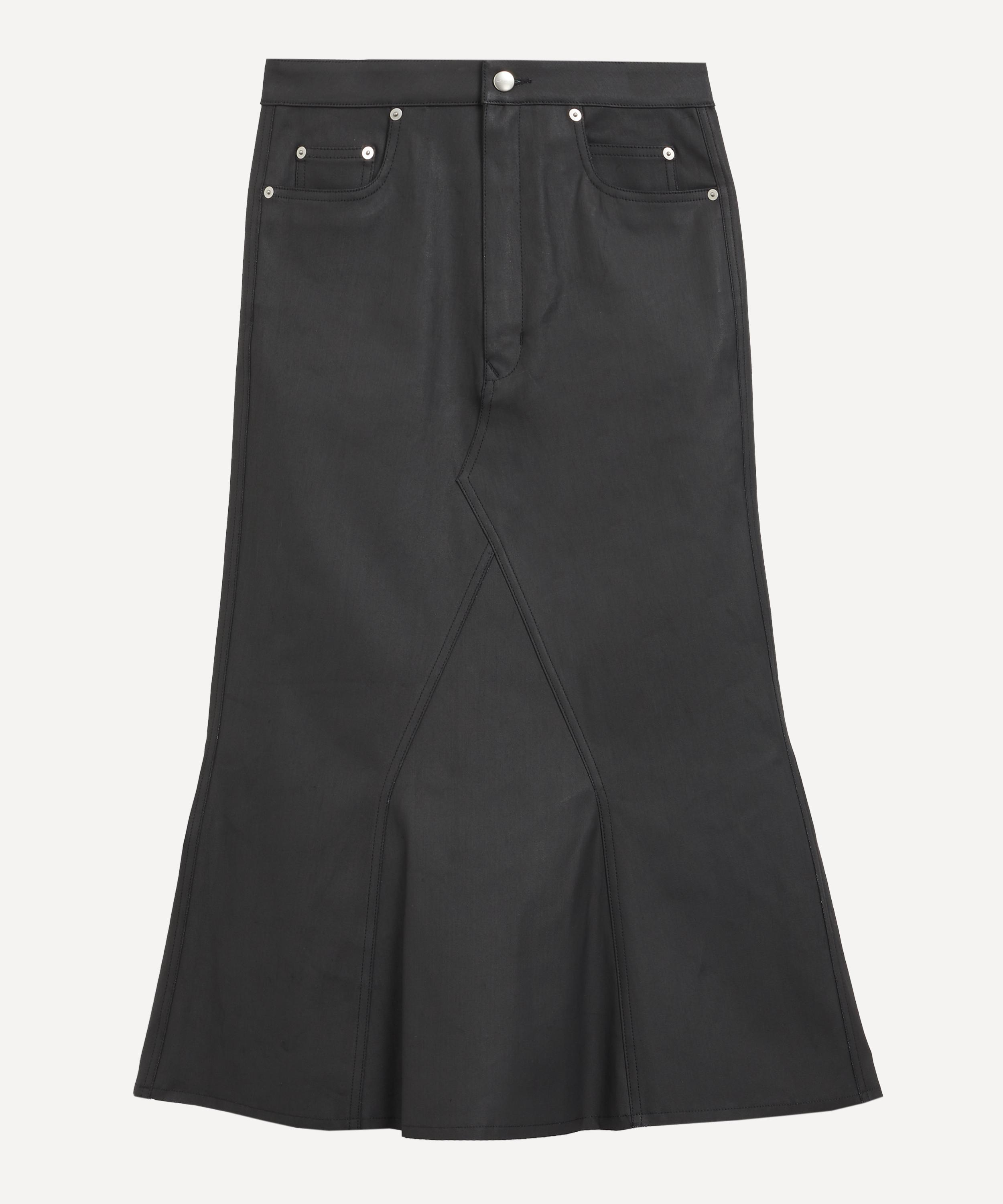 Coated denim midi skirt hotsell