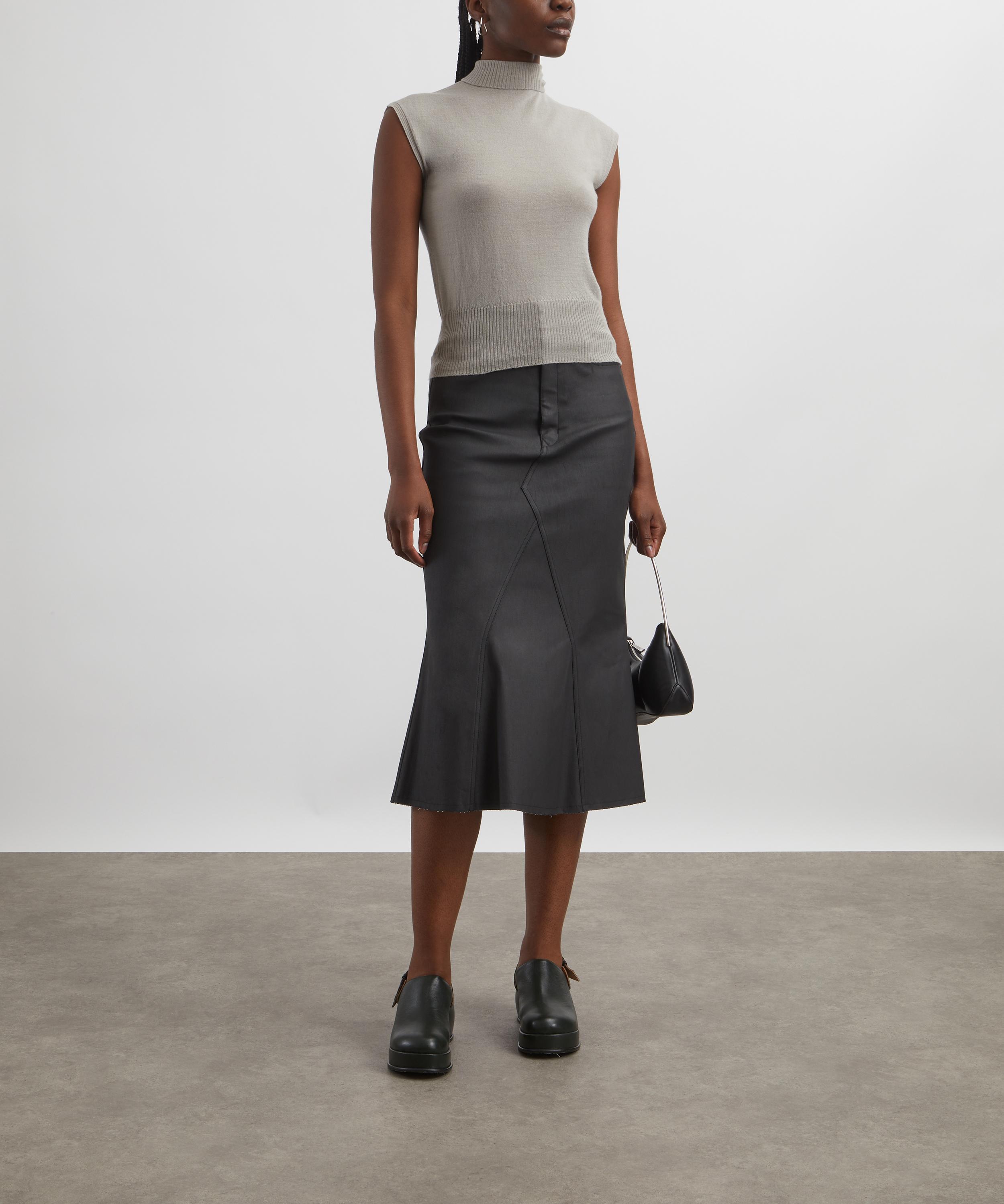 Rick Owens - Coated Denim Godet Midi Skirt image number 1