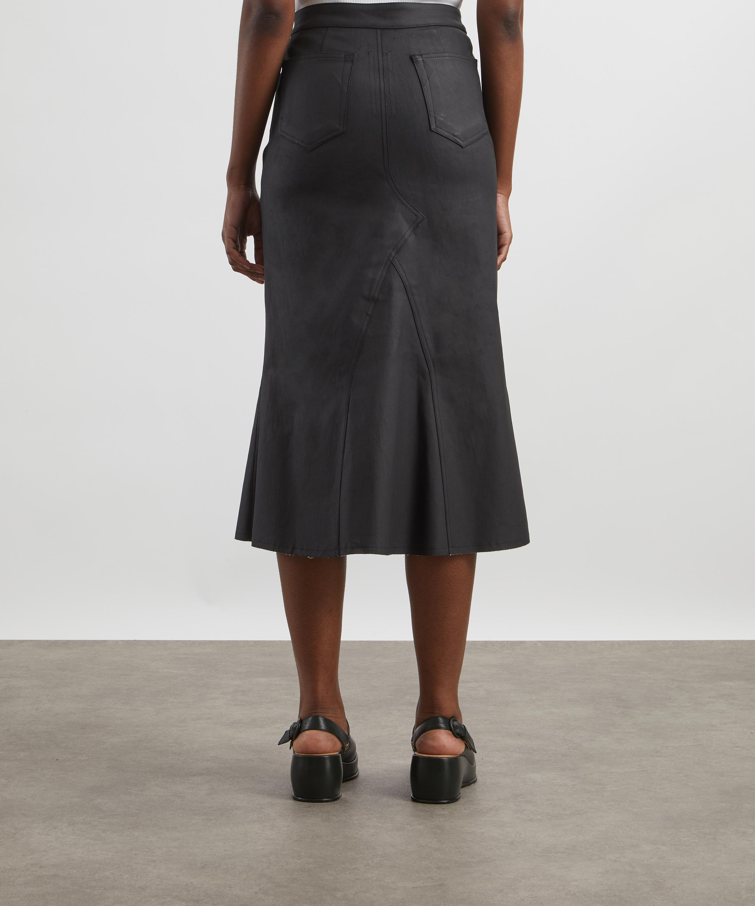 Rick Owens - Coated Denim Godet Midi Skirt image number 3