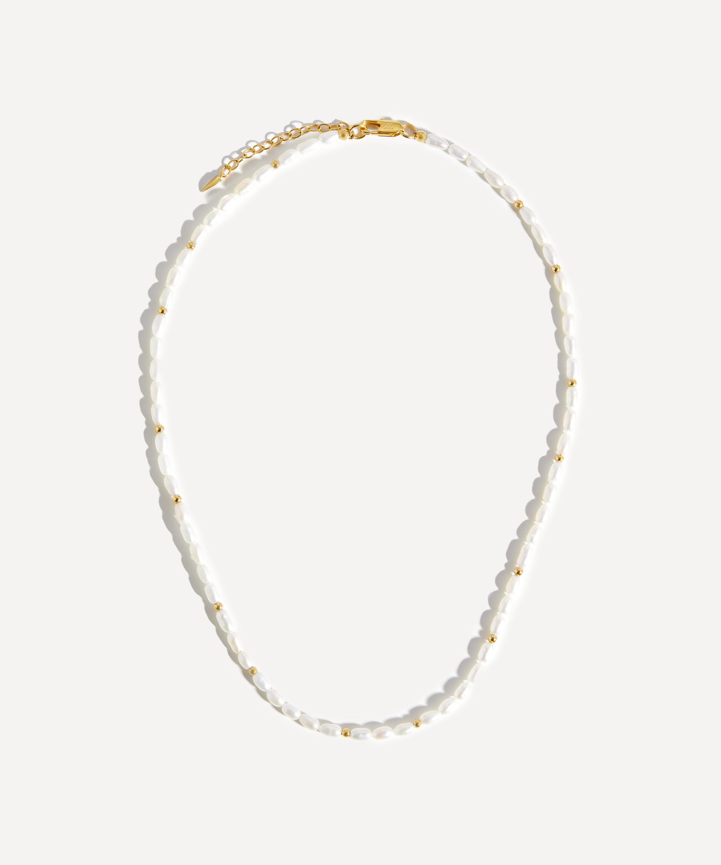 Missoma - 18ct Gold-Plated Short Seed Pearl Beaded Necklace image number 0