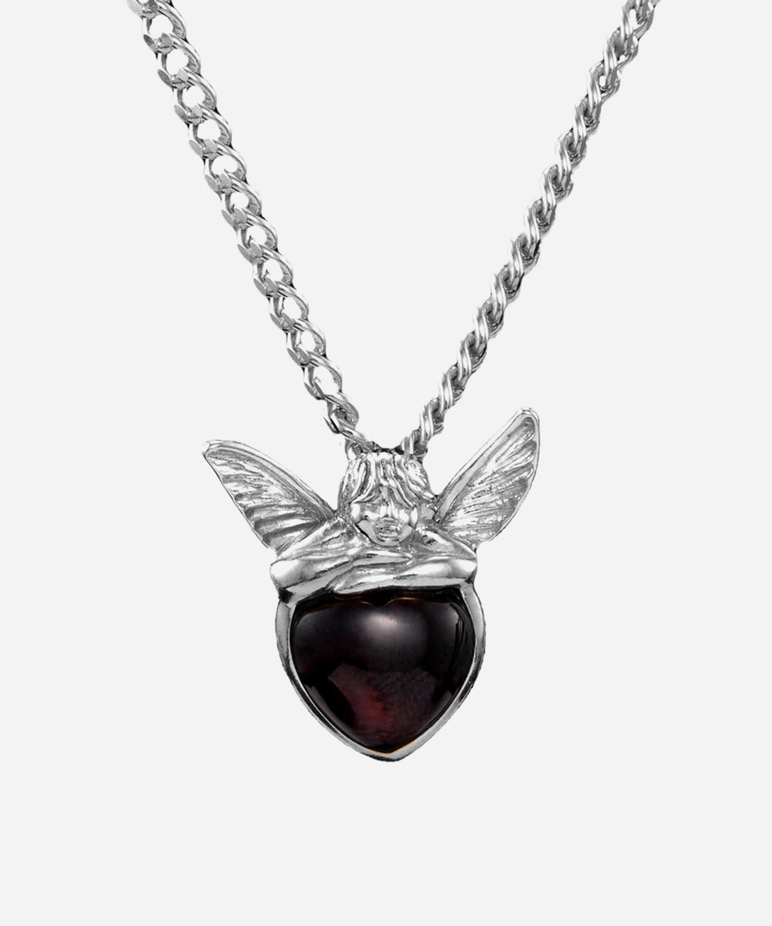 Maria Nilsdotter - Sterling Silver Cherub Garnet Pendant Necklace image number 0