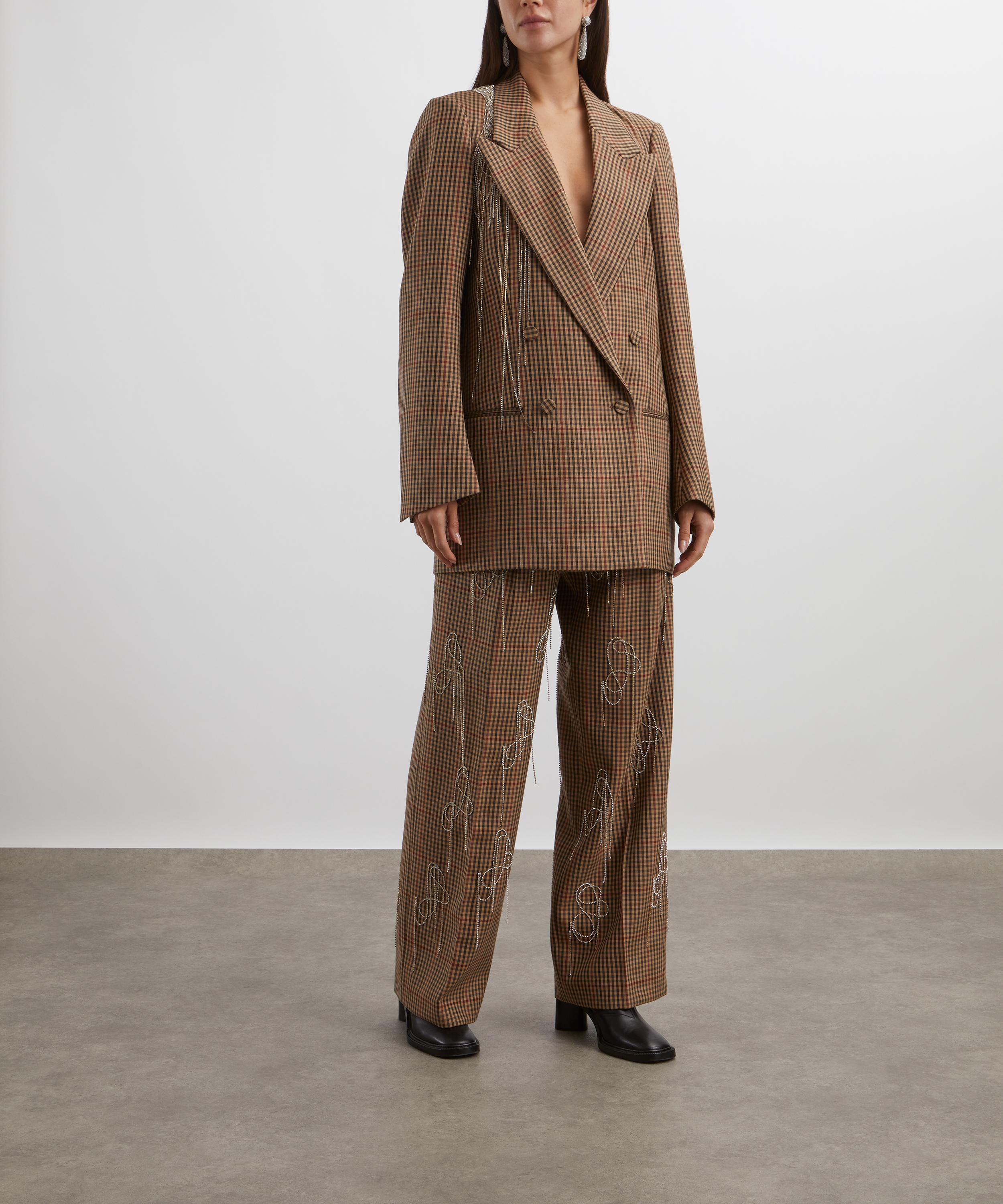 Dries Van Noten - Crystal-Embellished Checked Wool Blazer image number 1