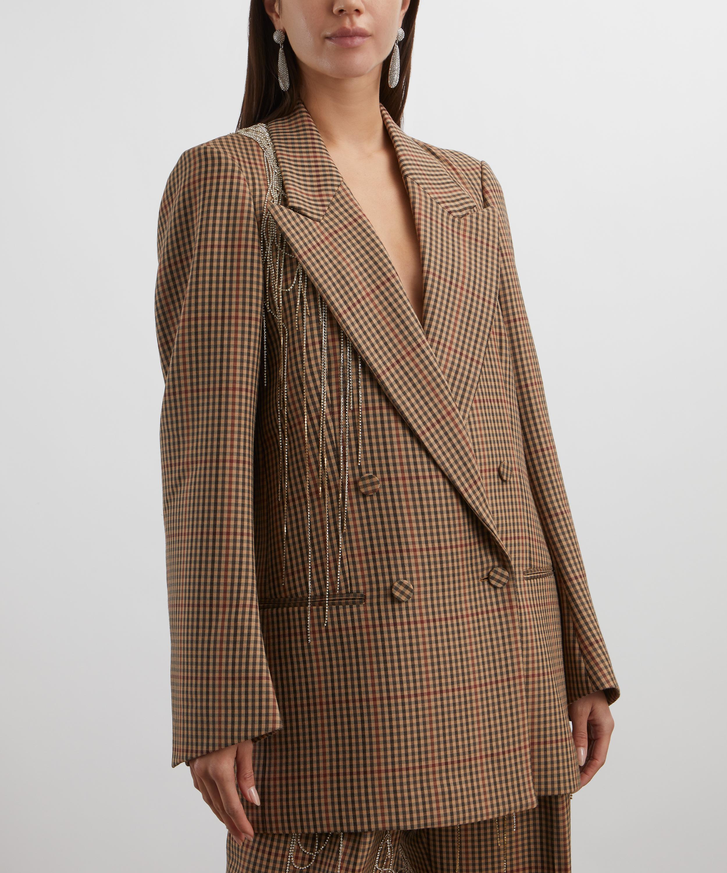 Dries Van Noten - Crystal-Embellished Checked Wool Blazer image number 2