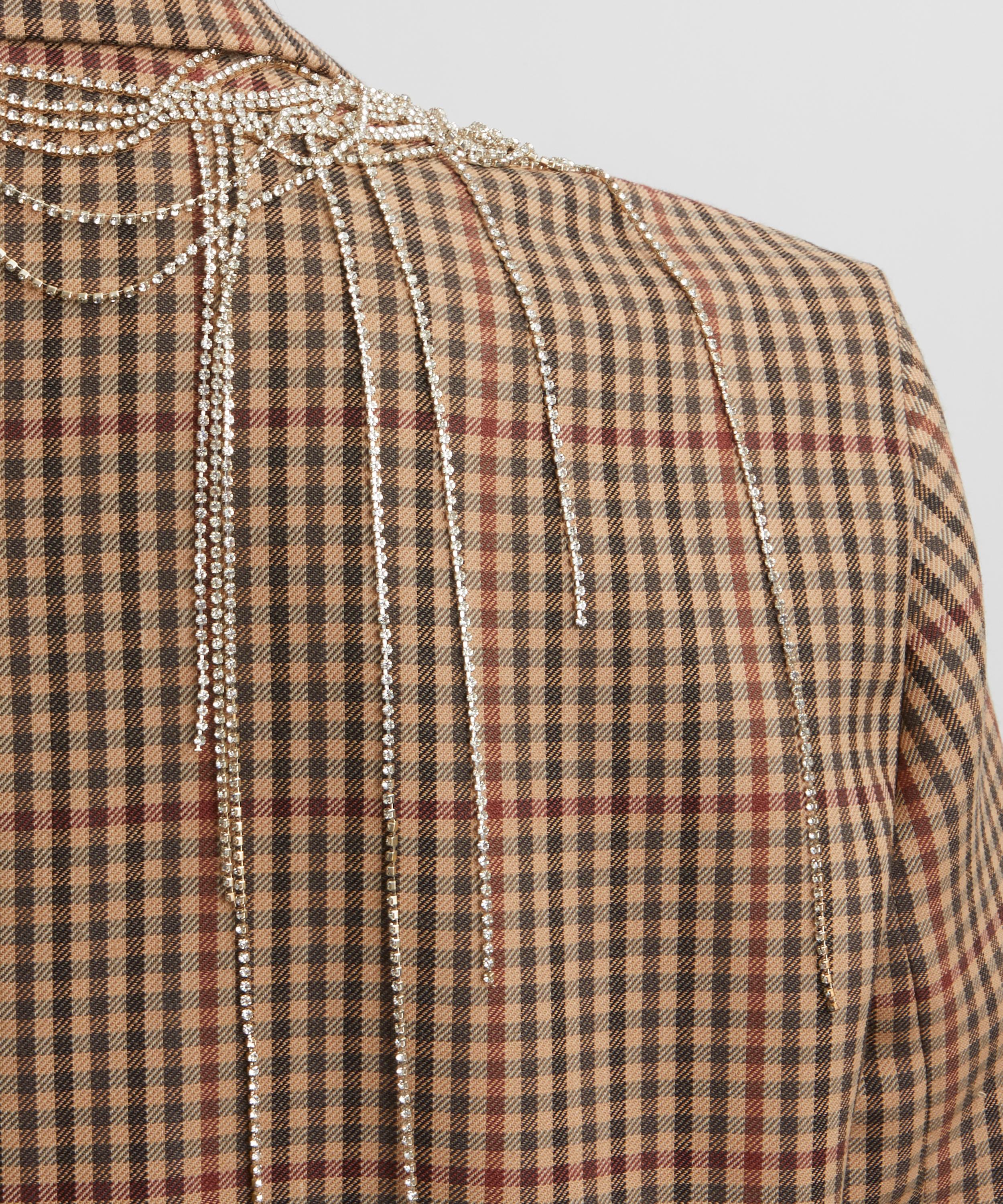 Dries Van Noten - Crystal-Embellished Checked Wool Blazer image number 4