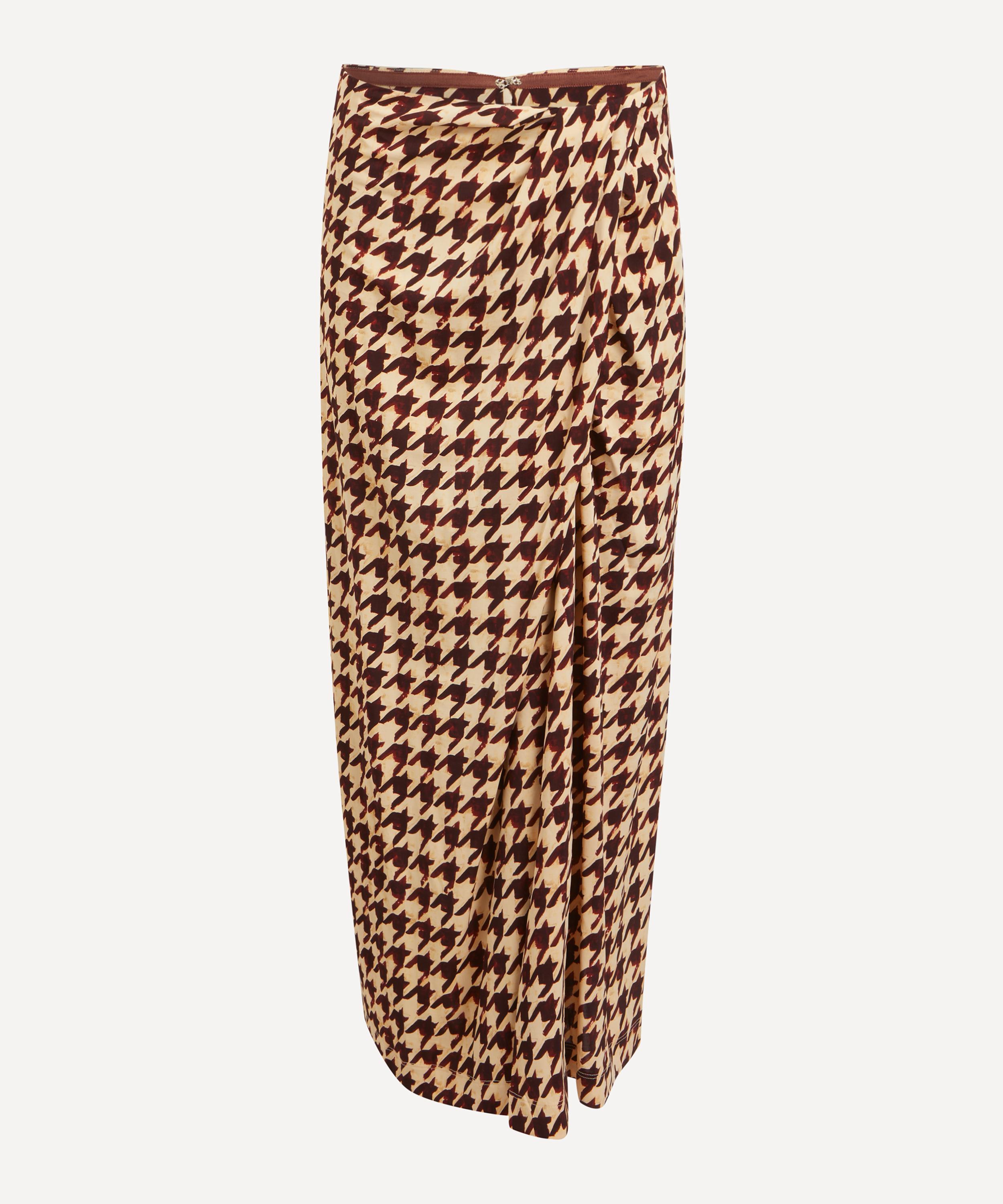 Dries Van Noten - Houndstooth Stretch-Jersey Wrap-Effect Skirt image number 0