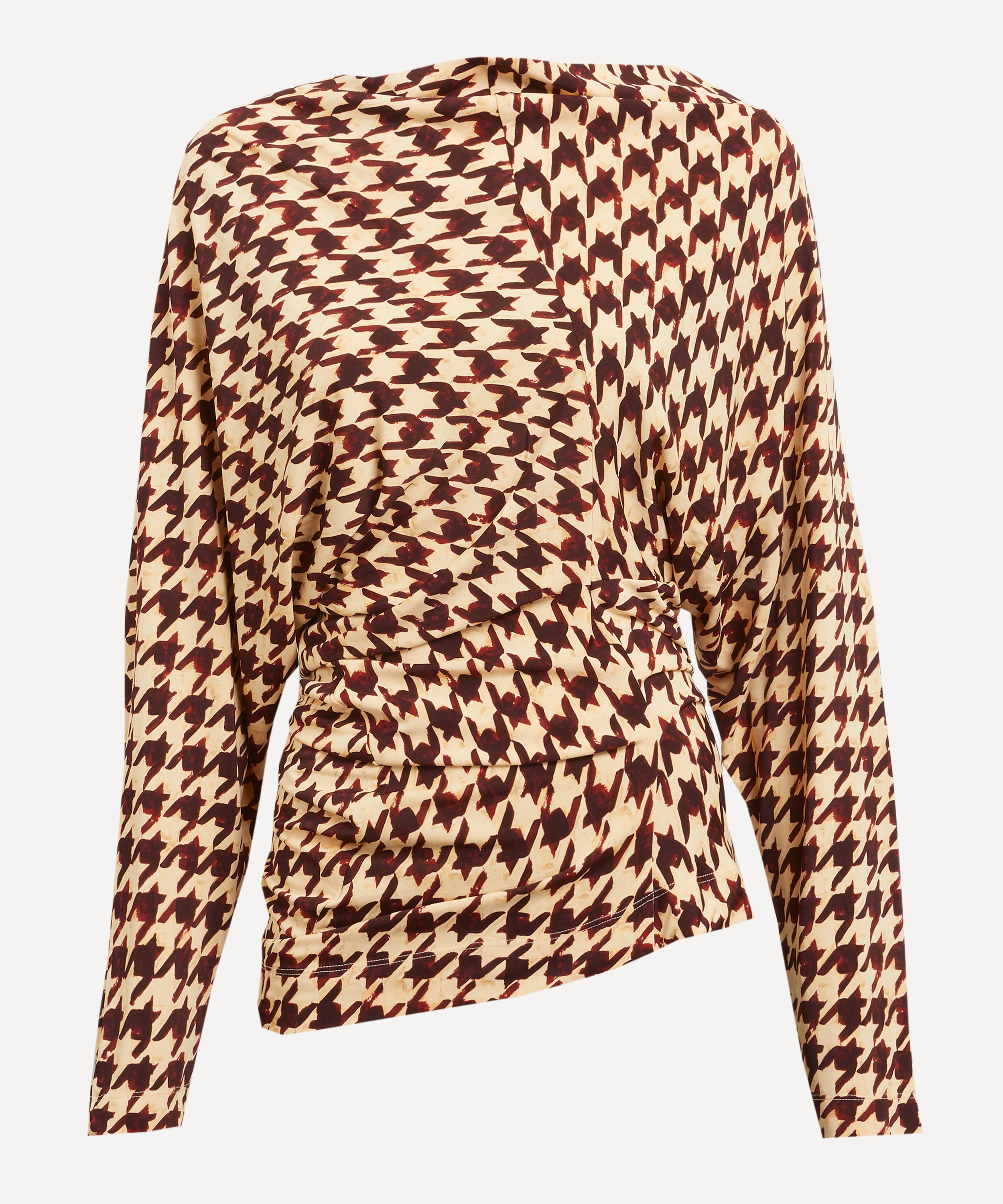 Dries Van Noten - Draped Houndstooth Boat Neck Top image number 0