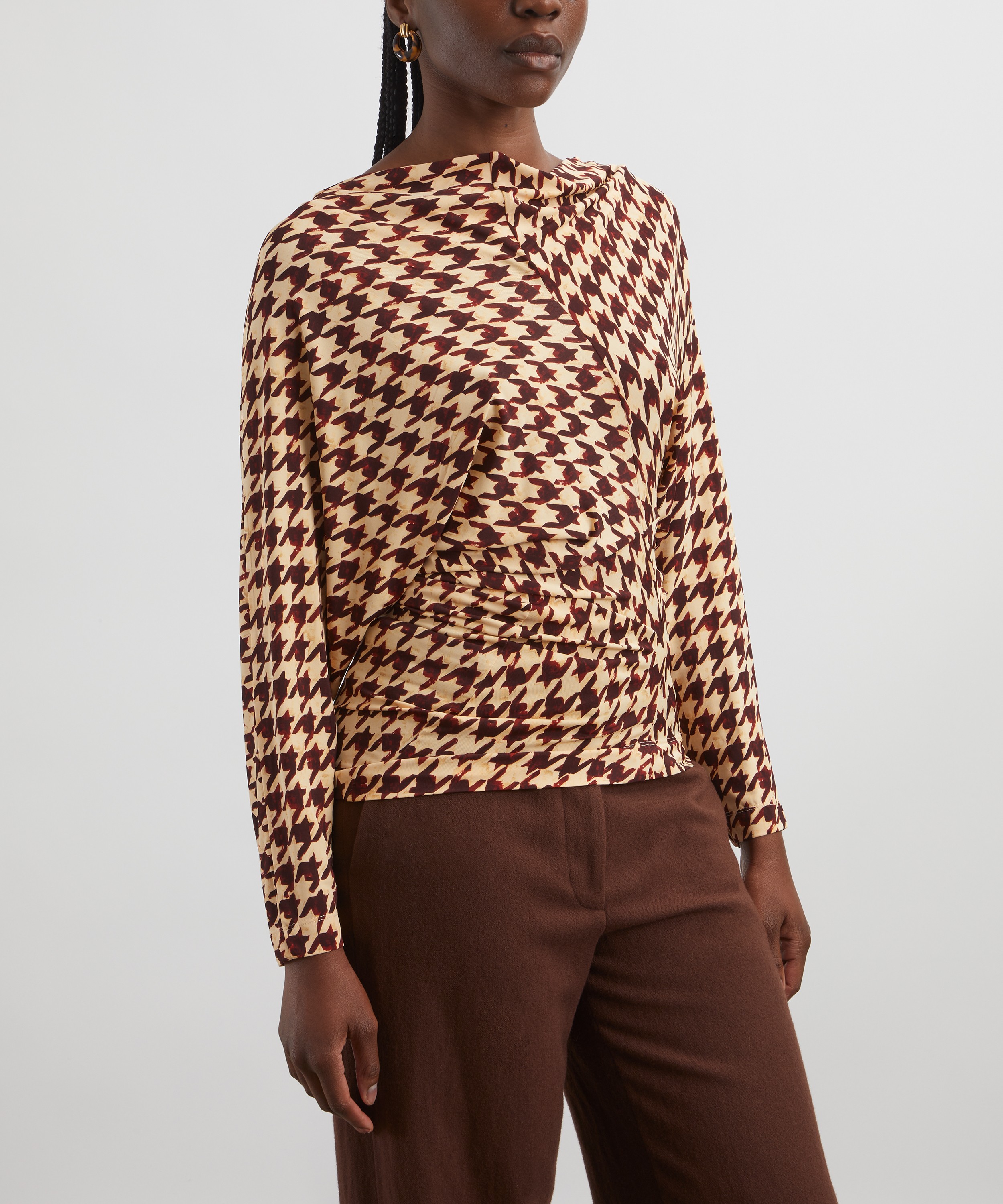 Dries Van Noten - Draped Houndstooth Boat Neck Top image number 2