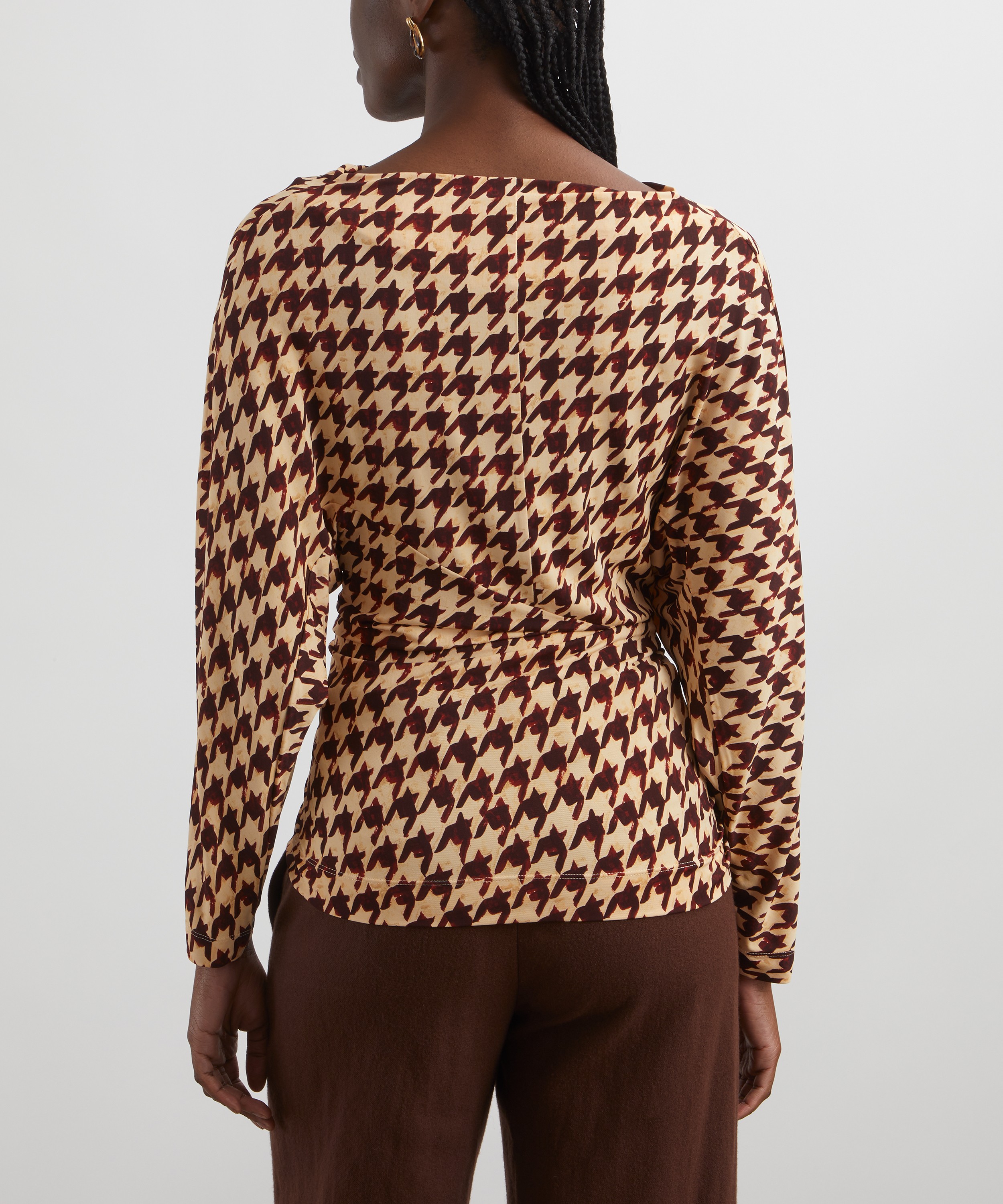 Dries Van Noten - Draped Houndstooth Boat Neck Top image number 3