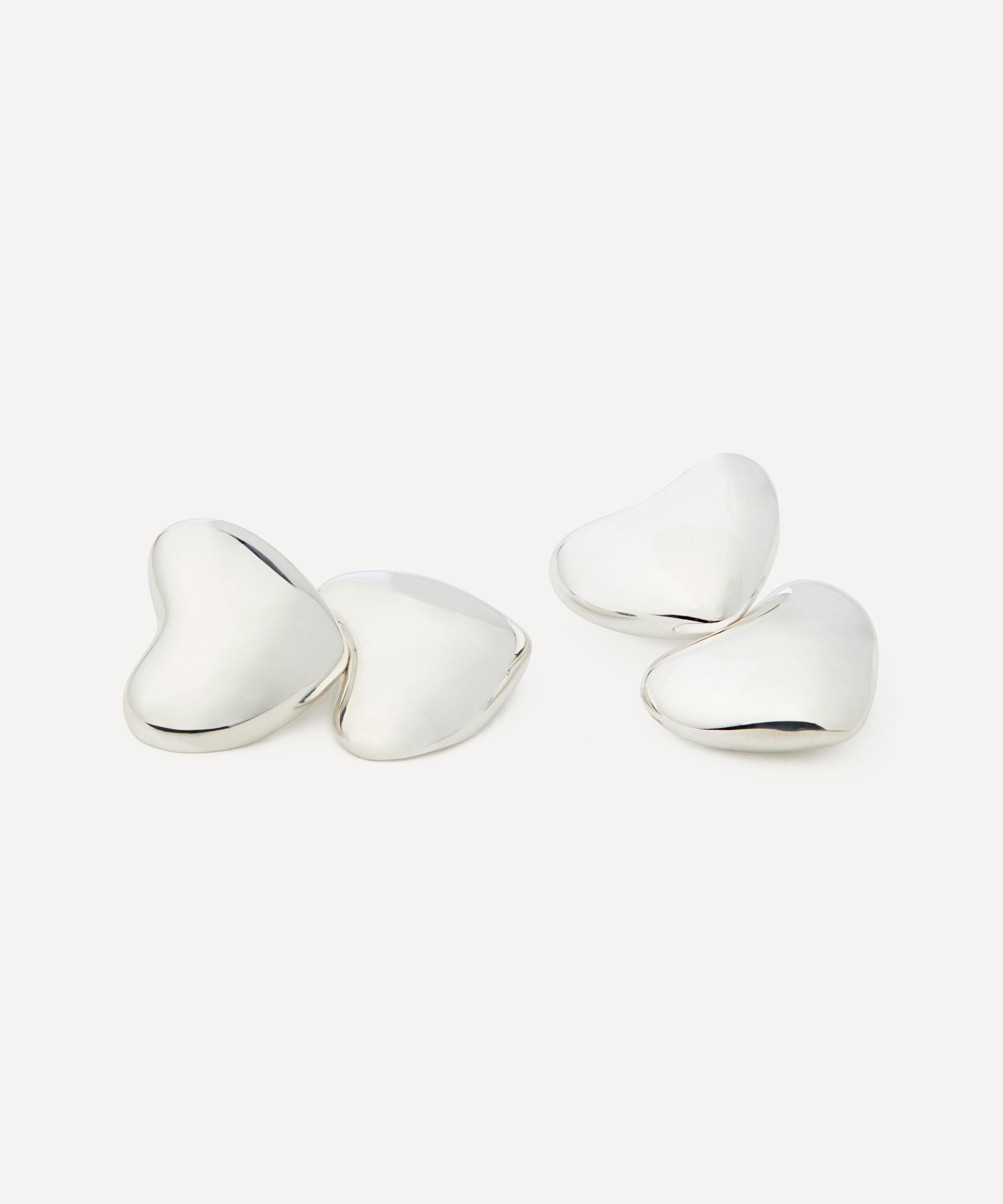 Annika Inez - Sterling Silver Dual Voluptuous Heart Stud Earrings image number 1