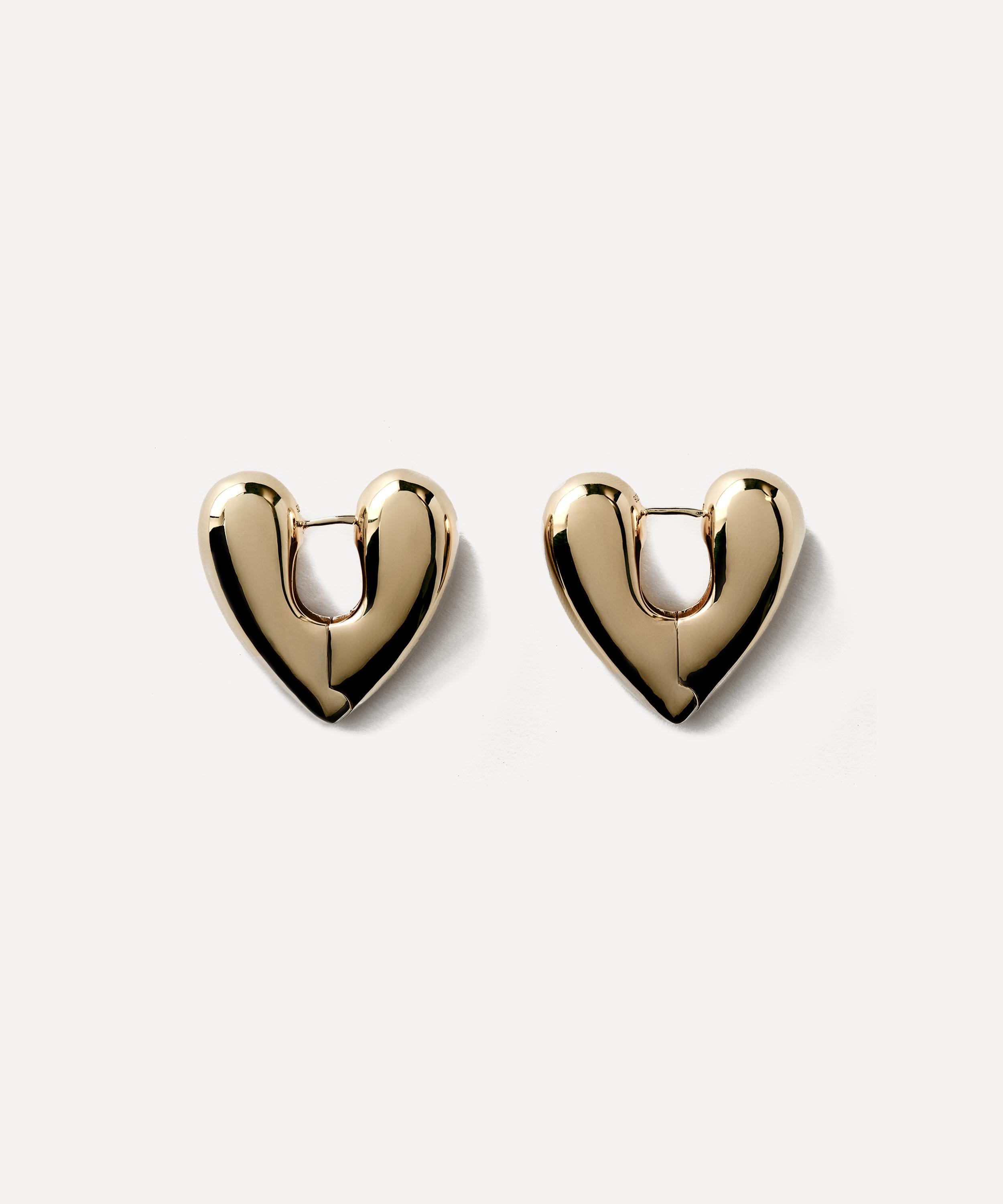 Annika Inez - 14ct Gold-Plated Large Heart Hoop Earrings image number 0