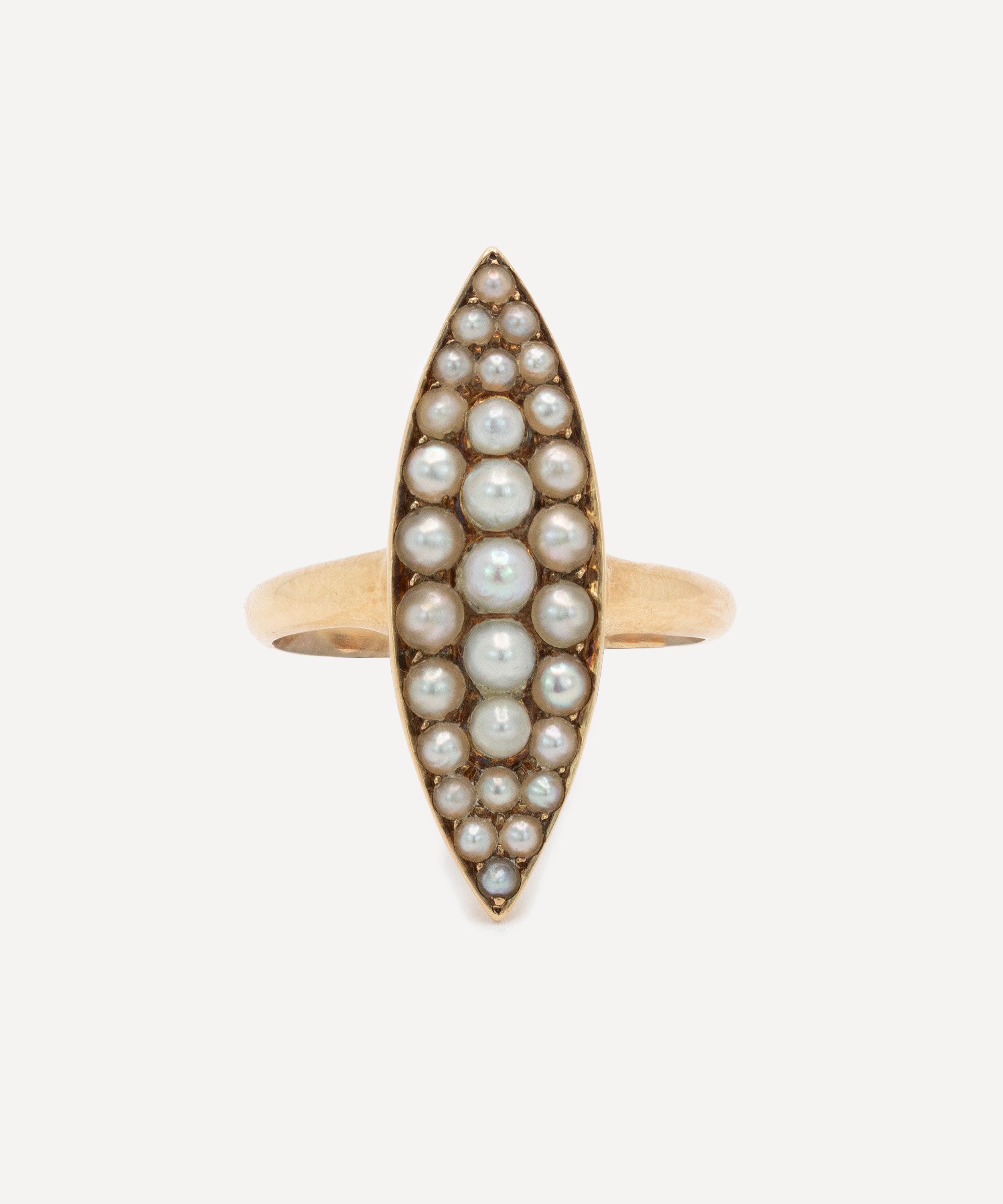 Kojis - 14ct Gold Antique Pearl Navette Ring image number 0