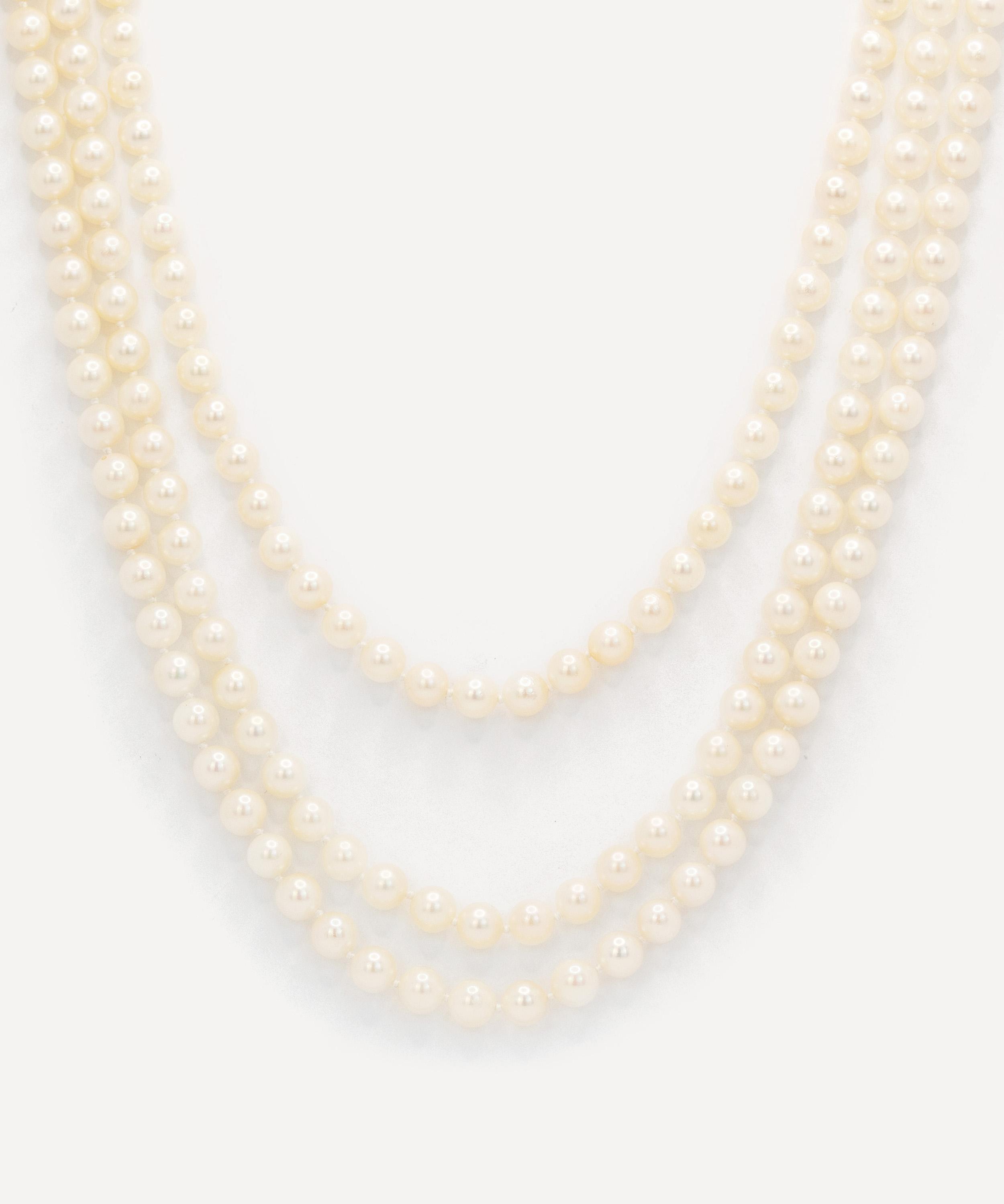 Kojis - 14ct Gold Opera Length Three Row Pearl Necklace image number 0