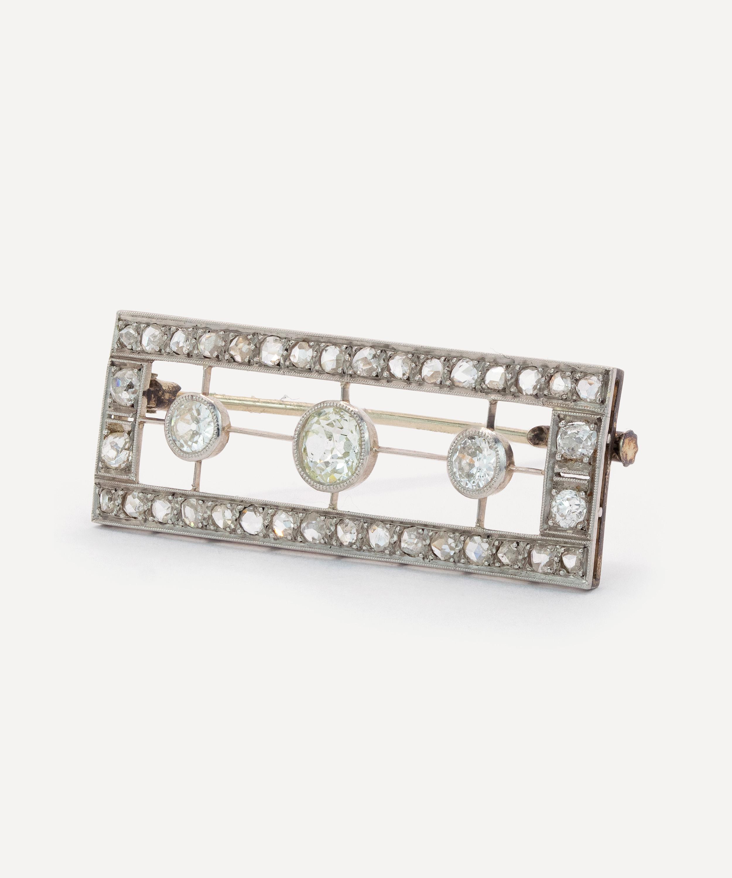 Kojis - 18ct White Gold Antique Art Deco Diamond Brooch image number 1
