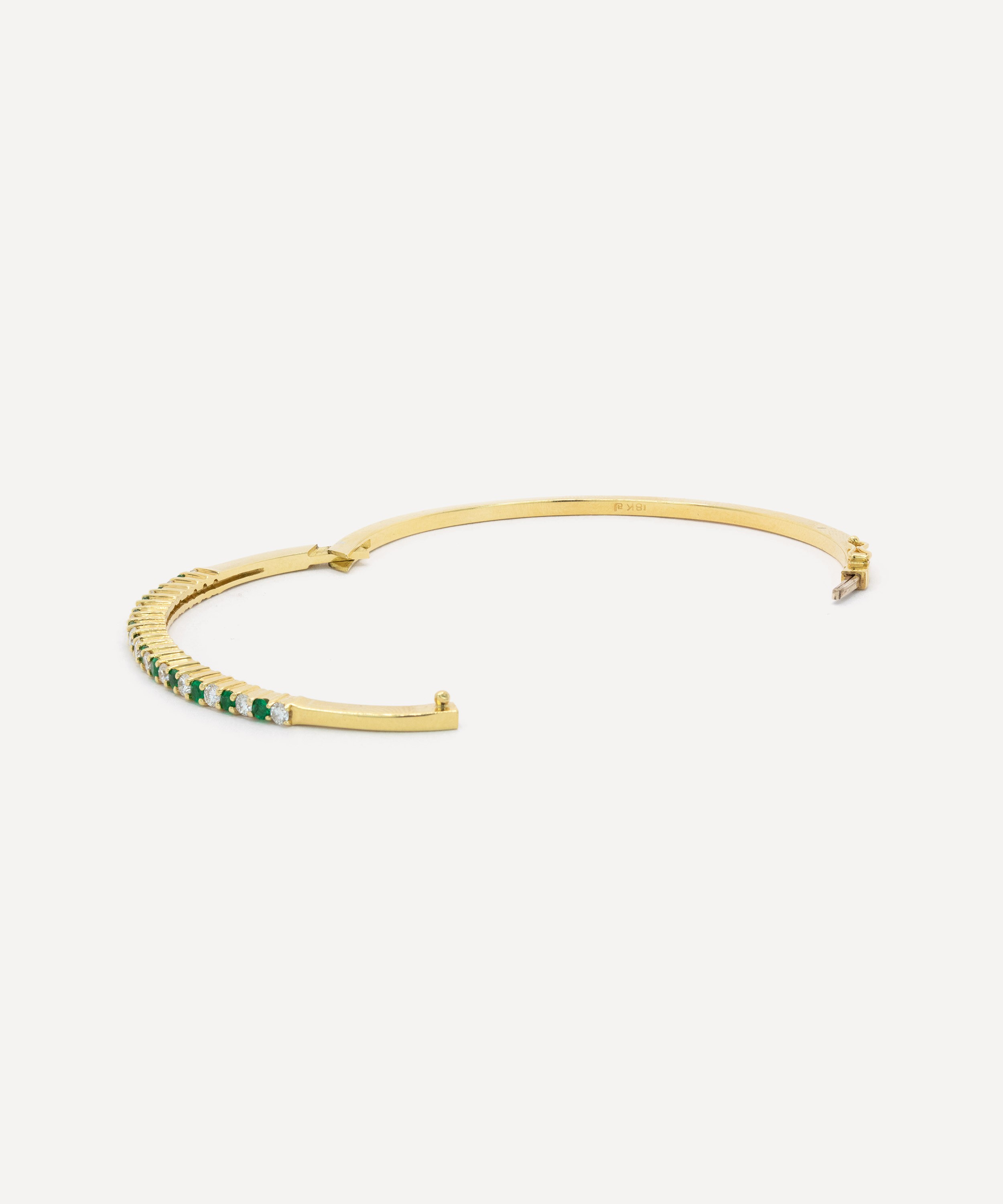 Kojis - 18ct Gold Emerald and Diamond Bangle Bracelet image number 2