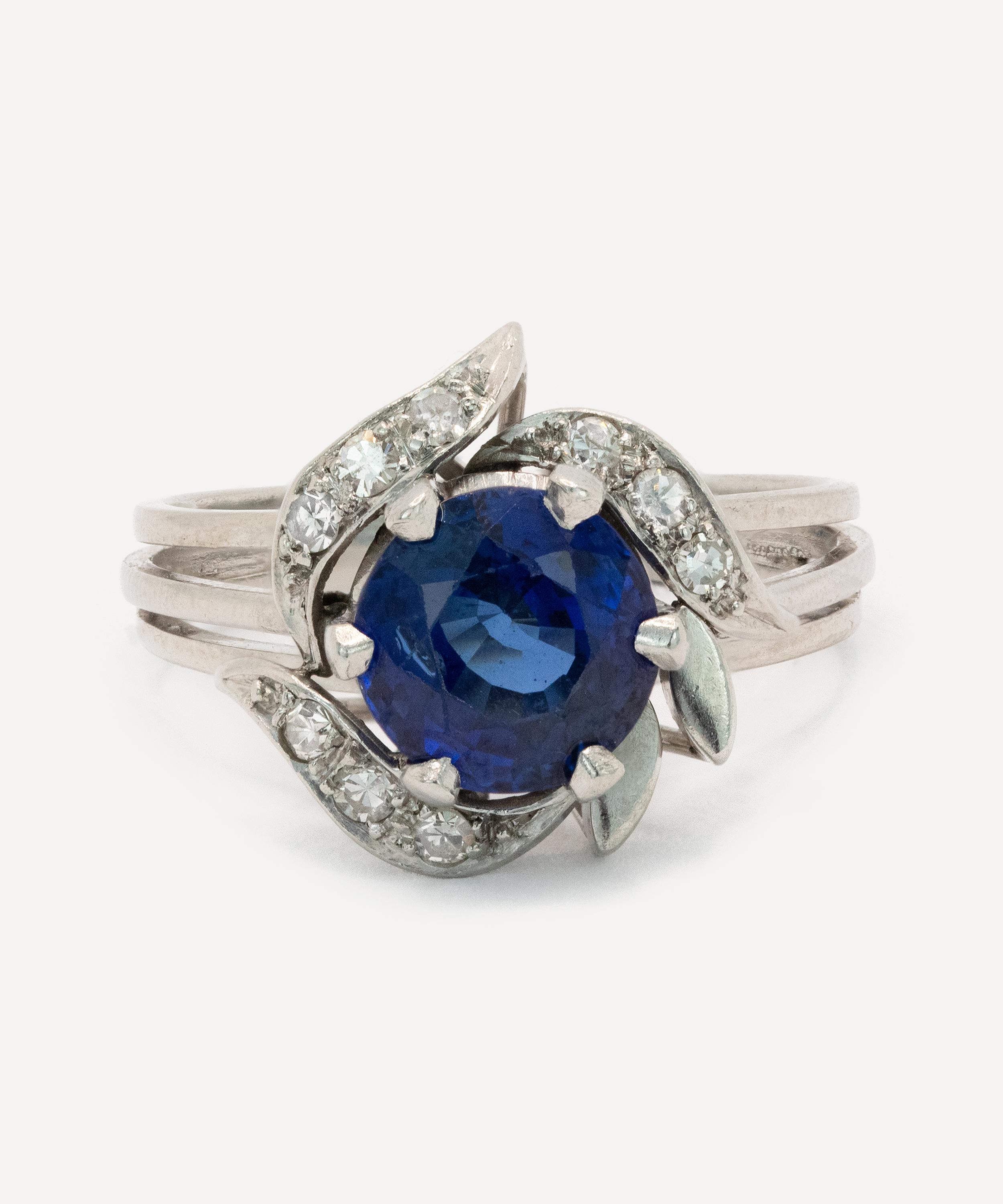 Kojis - Platinum Sapphire and Diamond Twist Ring image number 0