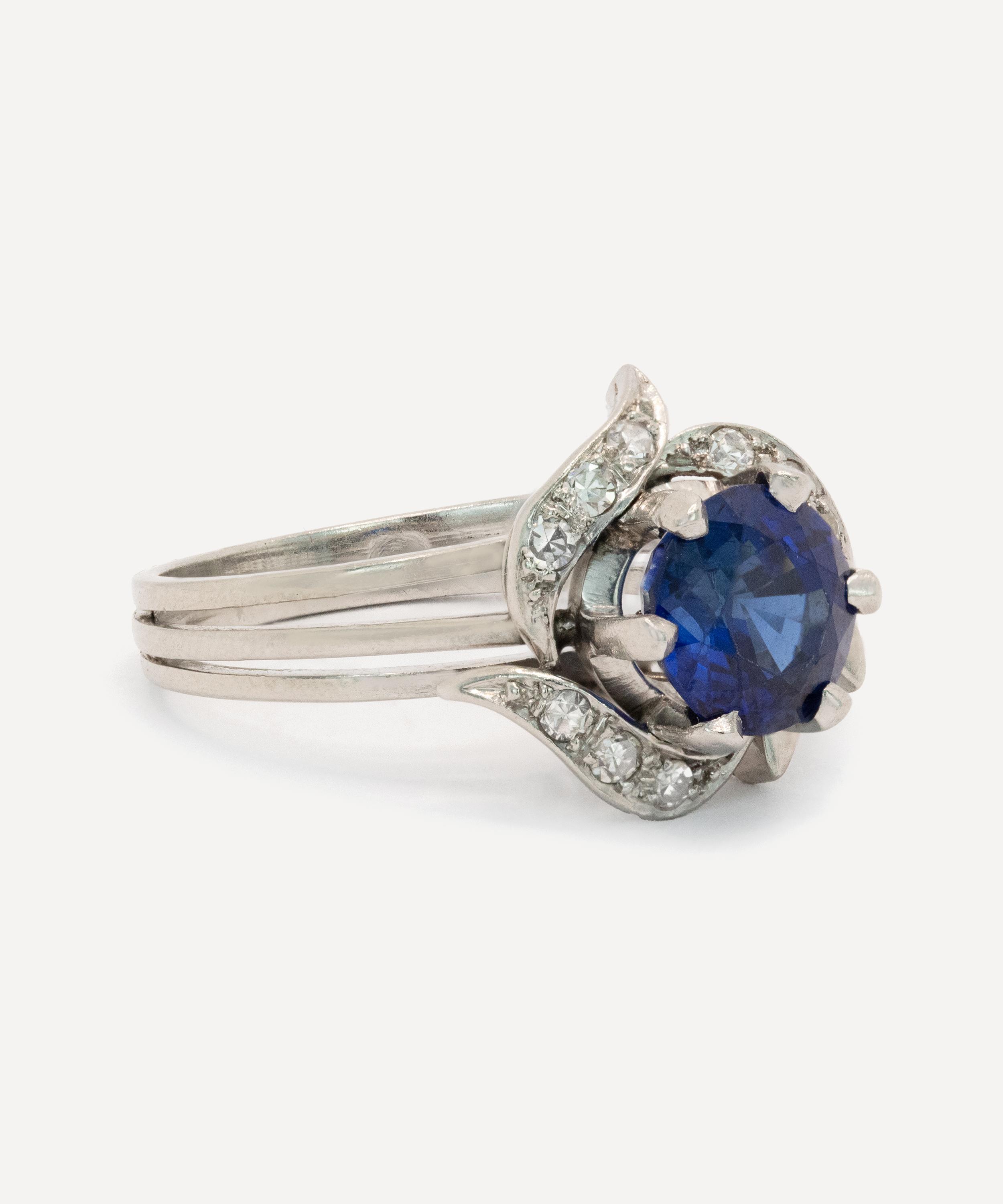 Kojis - Platinum Sapphire and Diamond Twist Ring image number 1