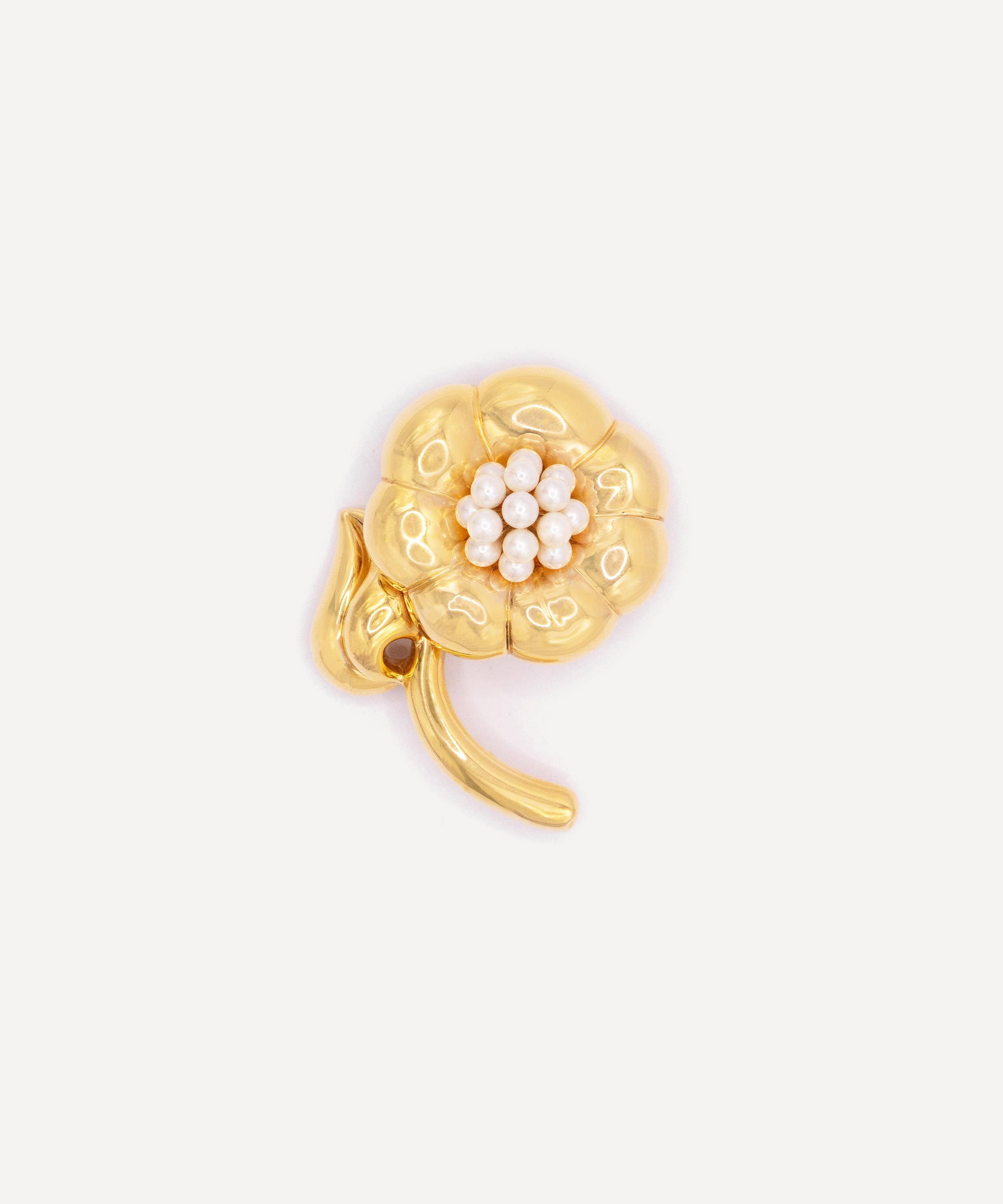 Kojis - 18ct Gold Vintage Pearl Flower Brooch image number 0