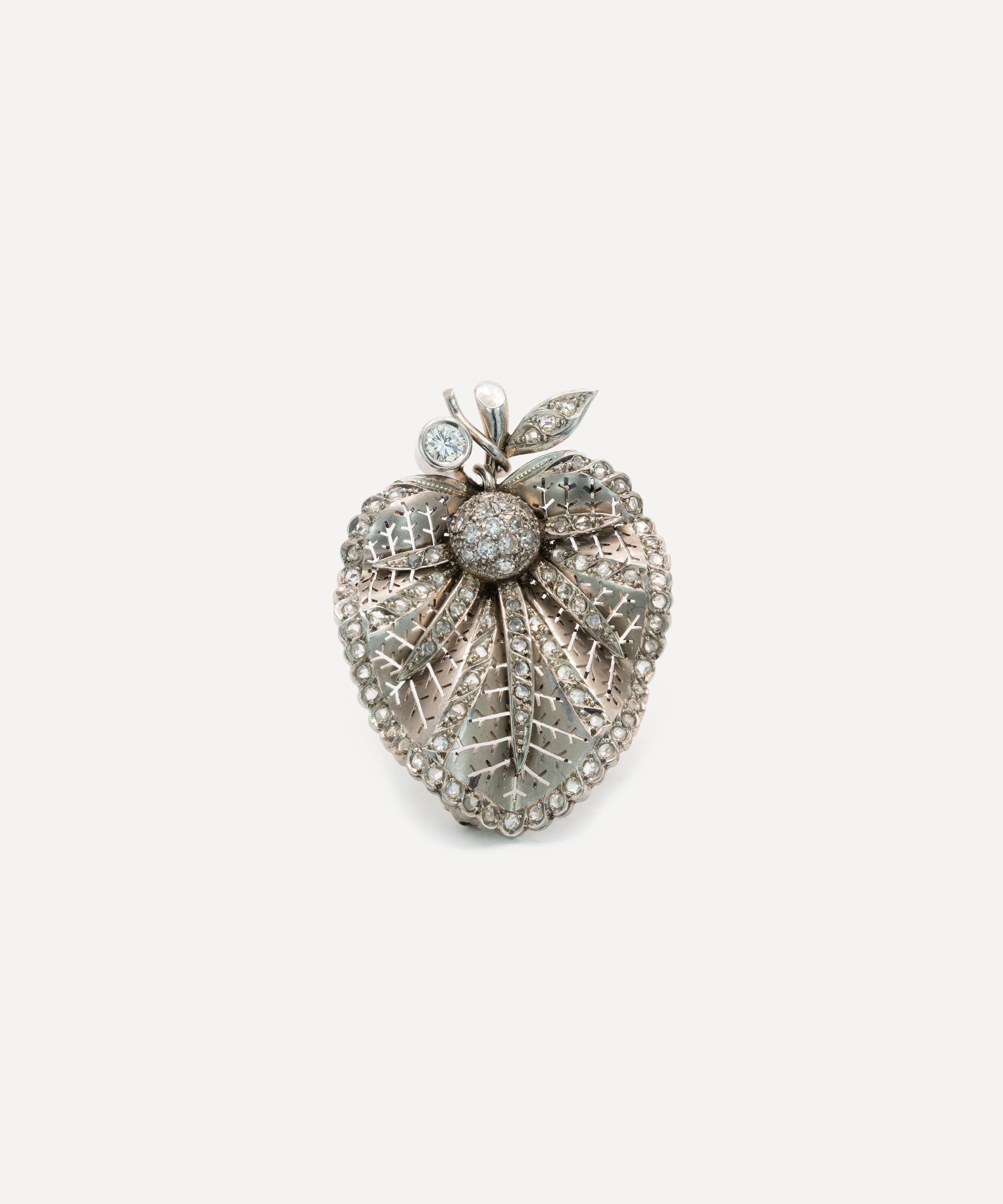 Kojis - 18ct White Gold Vintage Diamond Strawberry Brooch image number 0