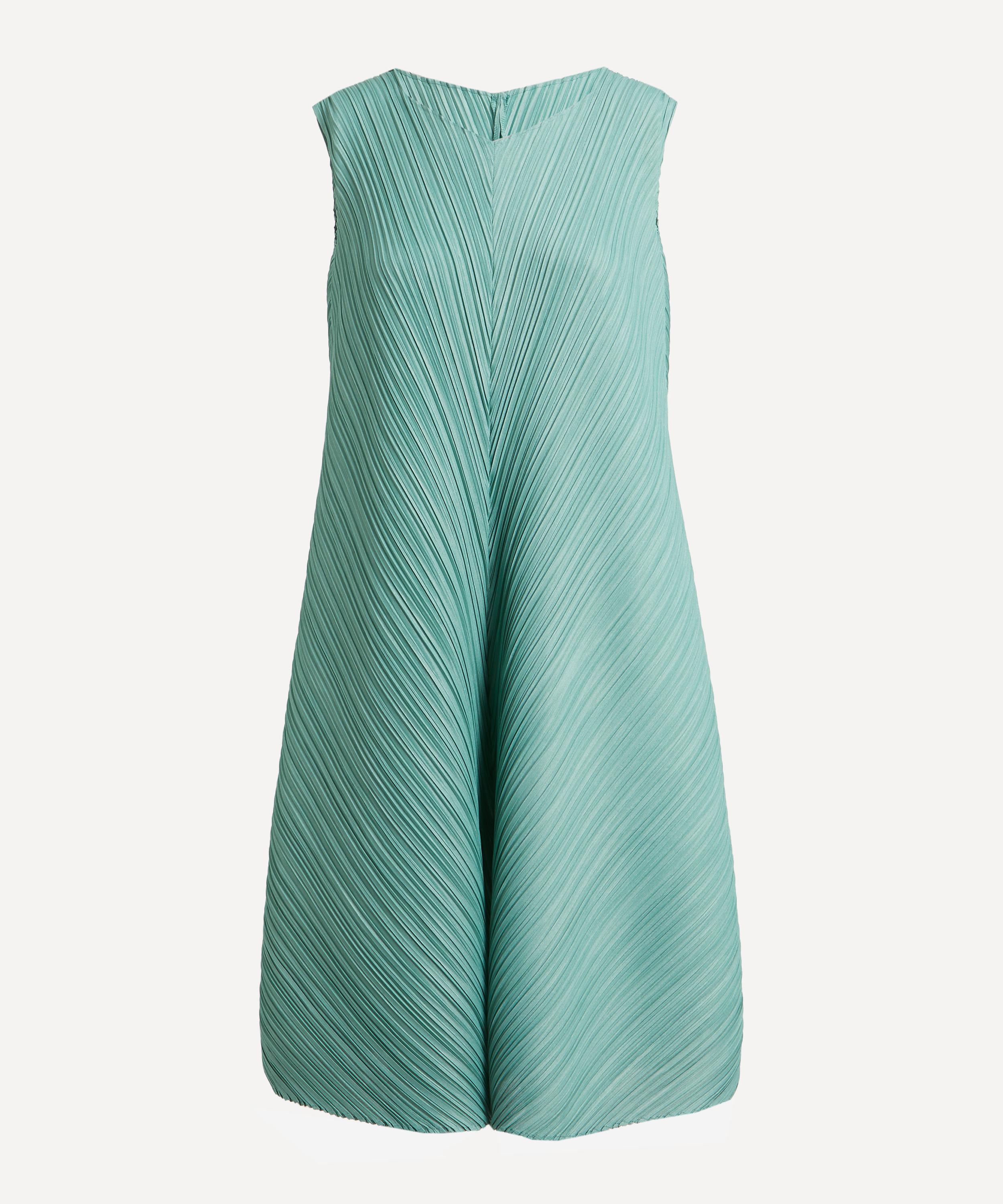 Pleats Please Issey Miyake - MELLOW PLEATS Steel Green Pleated Midi Dress image number 0