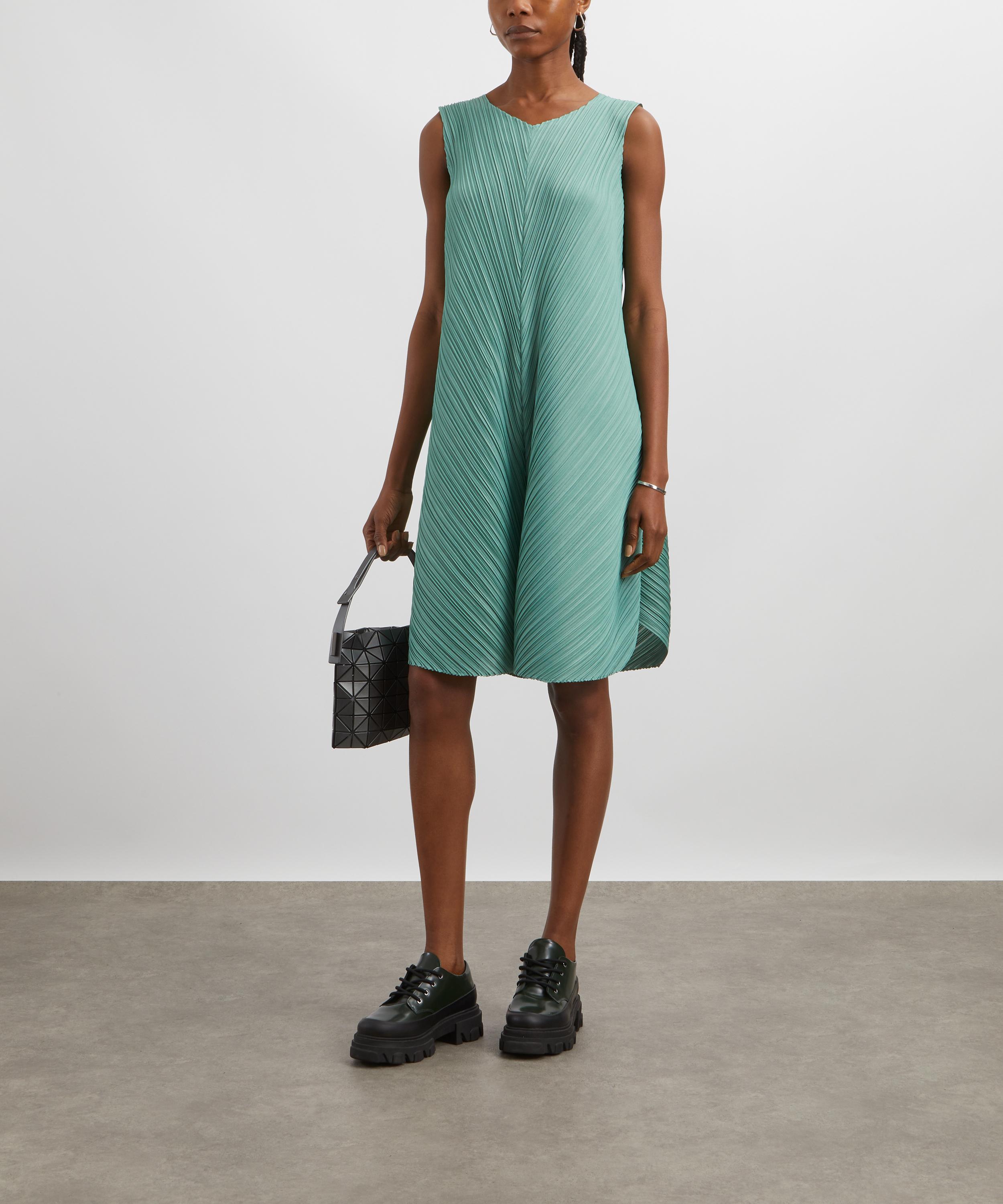 Pleats Please Issey Miyake - MELLOW PLEATS Steel Green Pleated Midi Dress image number 1