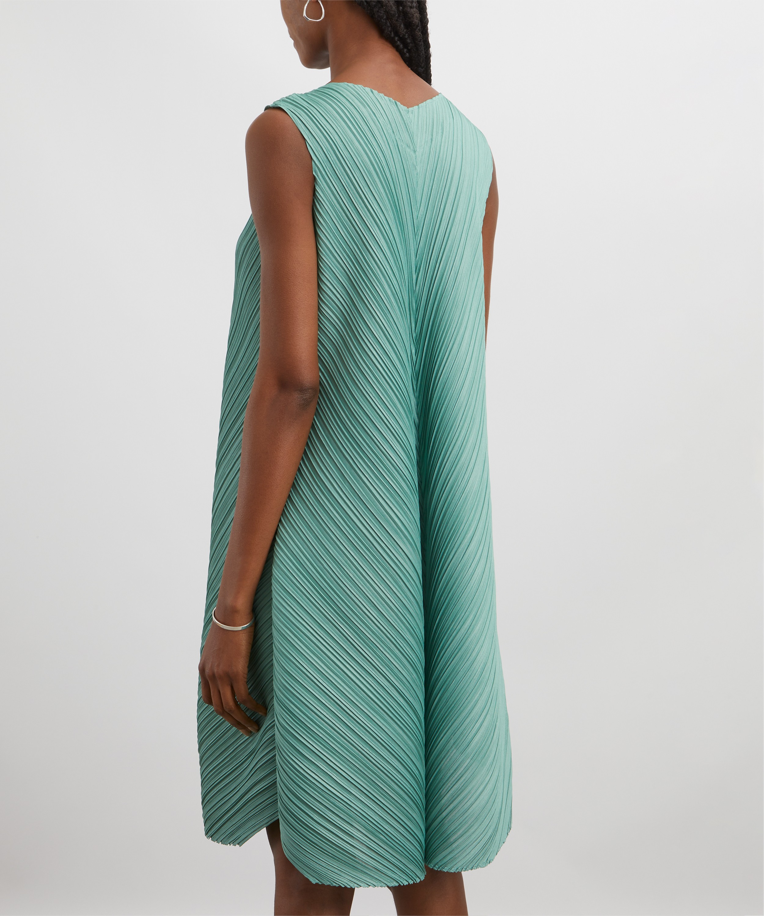 Pleats Please Issey Miyake - MELLOW PLEATS Steel Green Pleated Midi Dress image number 3