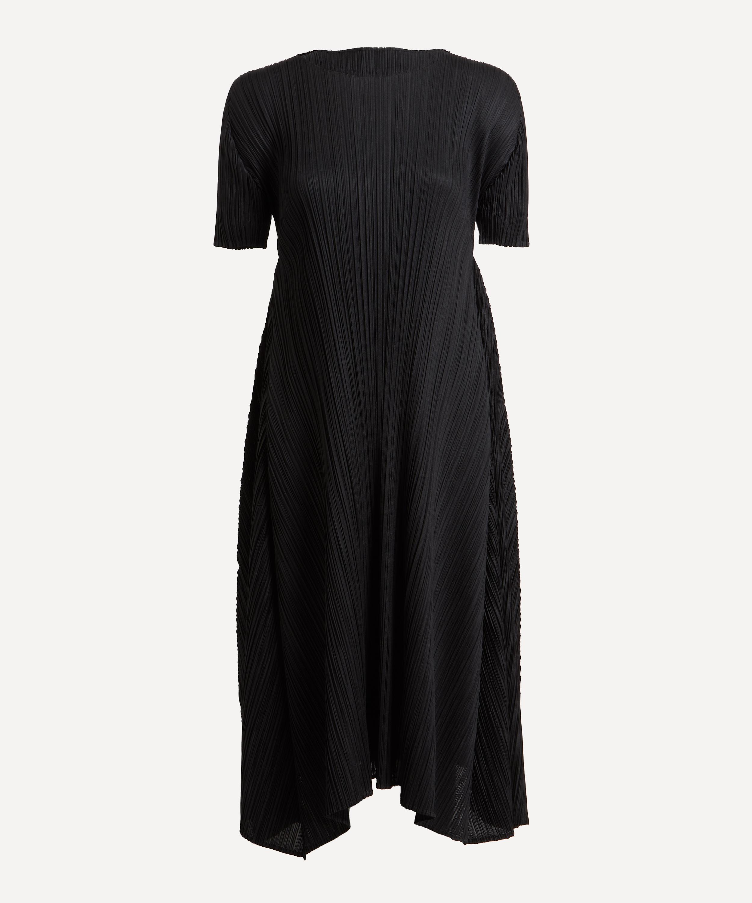 Pleats Please Issey Miyake - EFFICIENT SQUARE Black Pleated Midi Dress image number 0