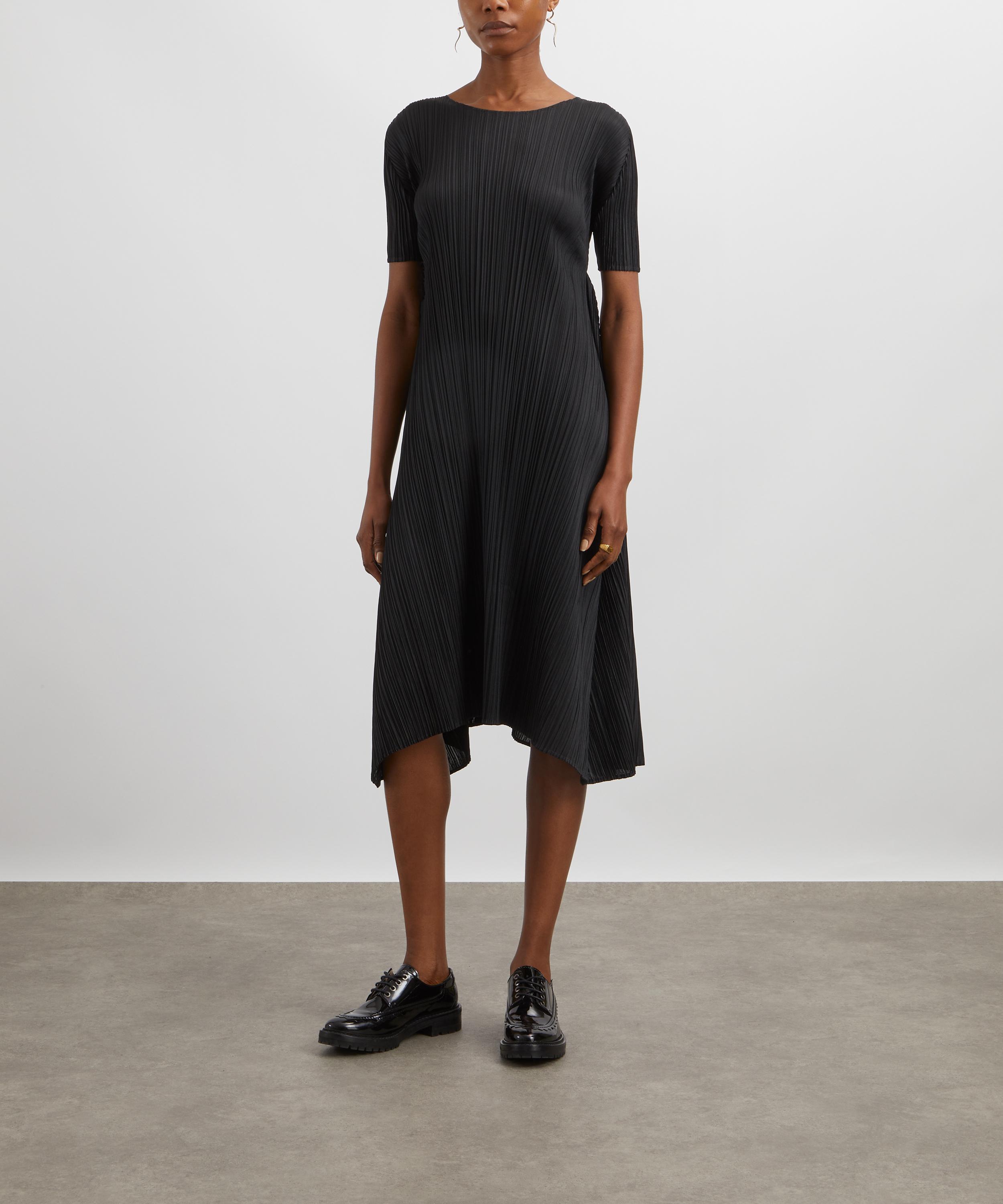 Pleats Please Issey Miyake - EFFICIENT SQUARE Black Pleated Midi Dress image number 2