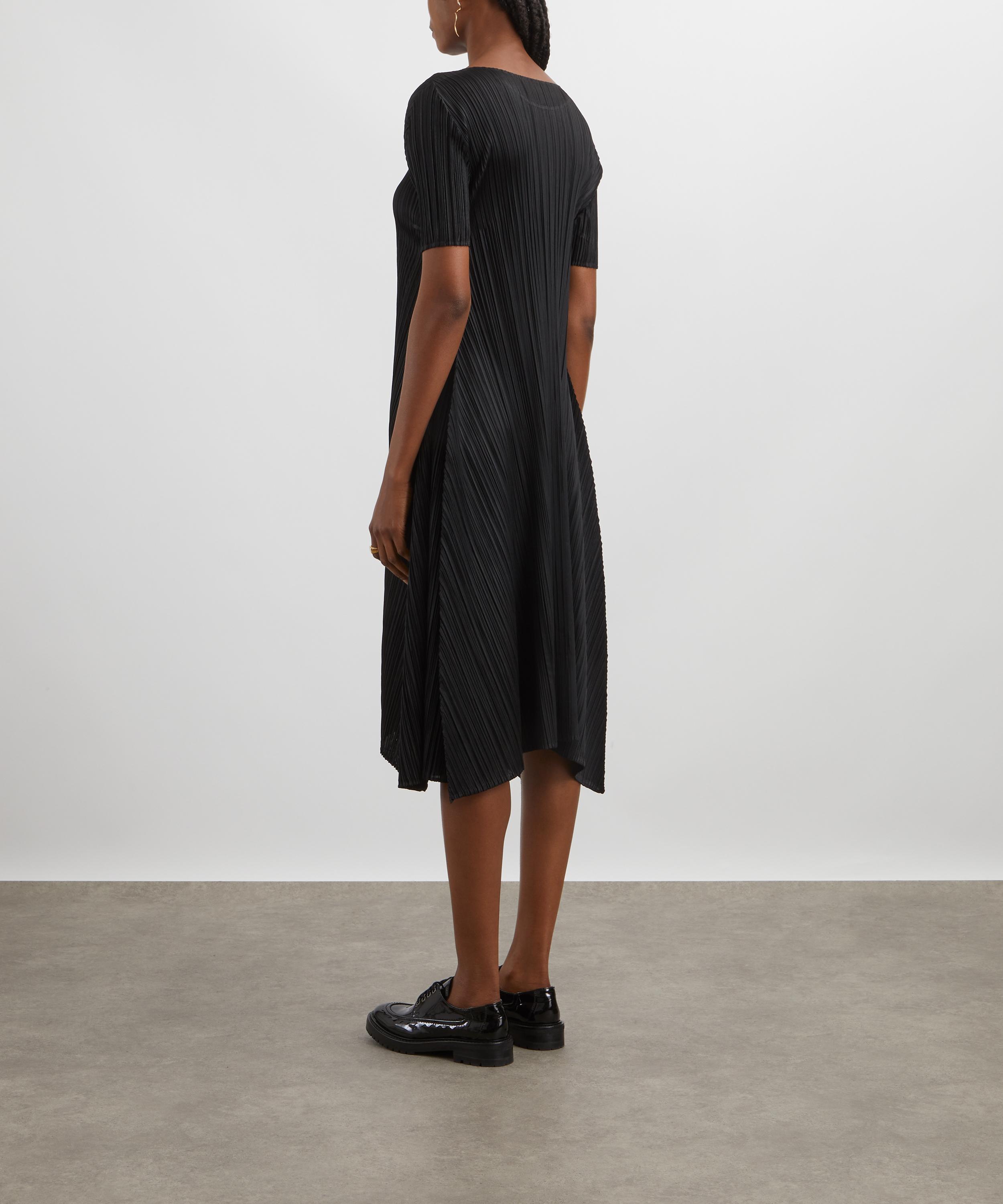 Pleats Please Issey Miyake - EFFICIENT SQUARE Black Pleated Midi Dress image number 3