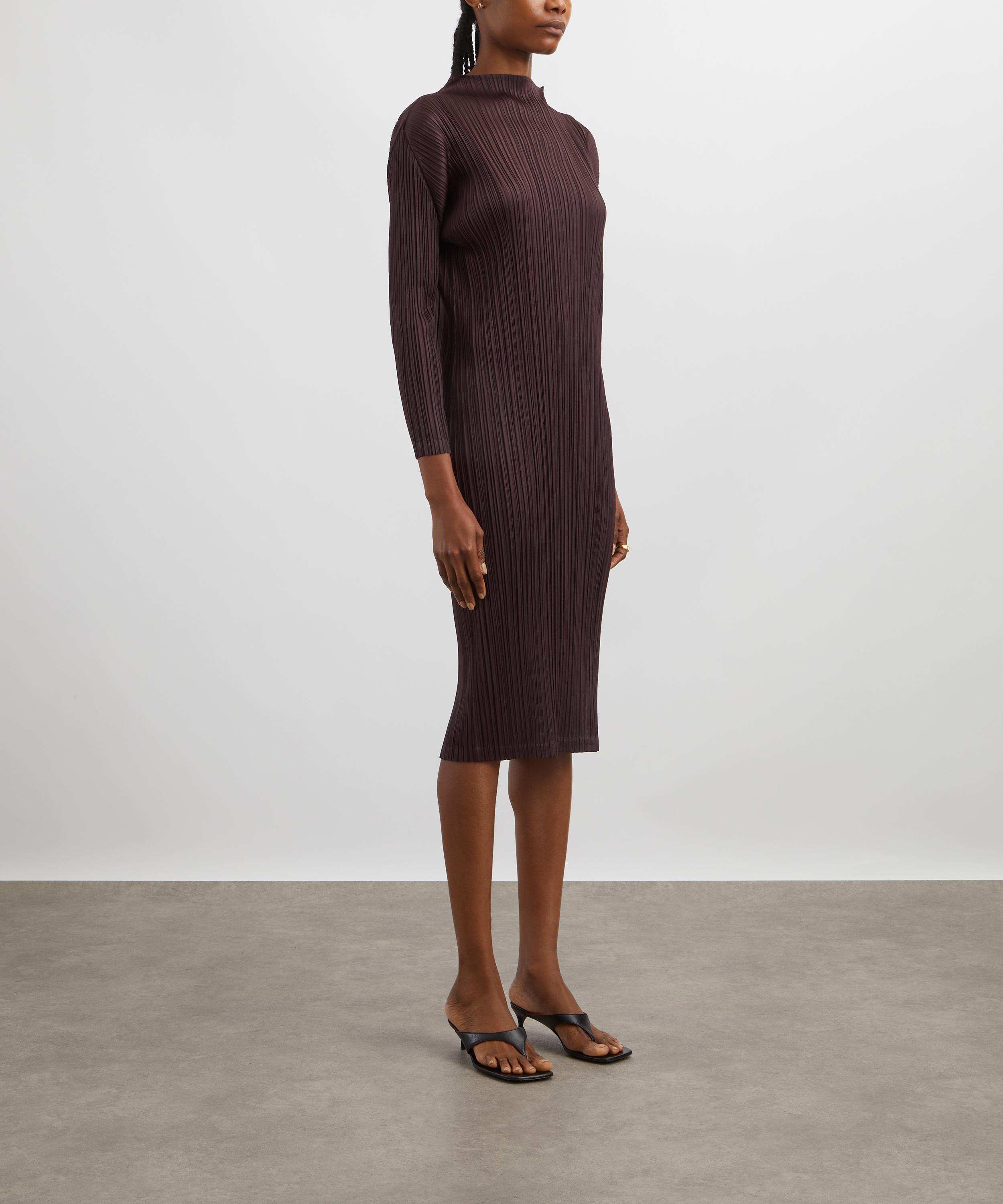 Pleats Please Issey Miyake - MONTHLY COLOURS: SEPTEMBER Dark Brown Midi Dress image number 2