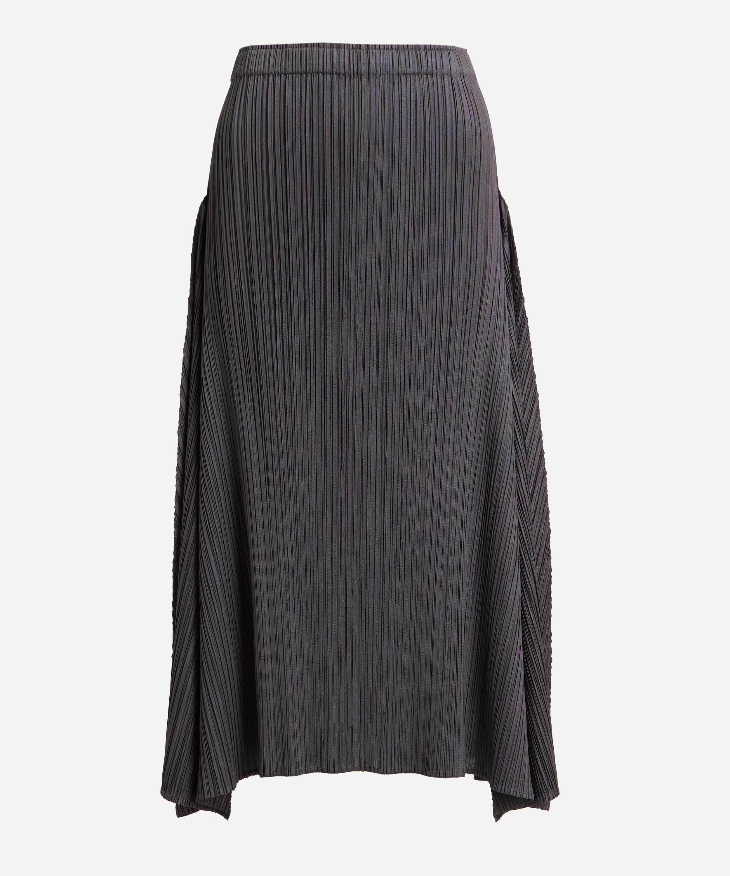 Pleats Please Issey Miyake - EFFICIENT SQUARE Grey Pleated Midi Skirt image number 0