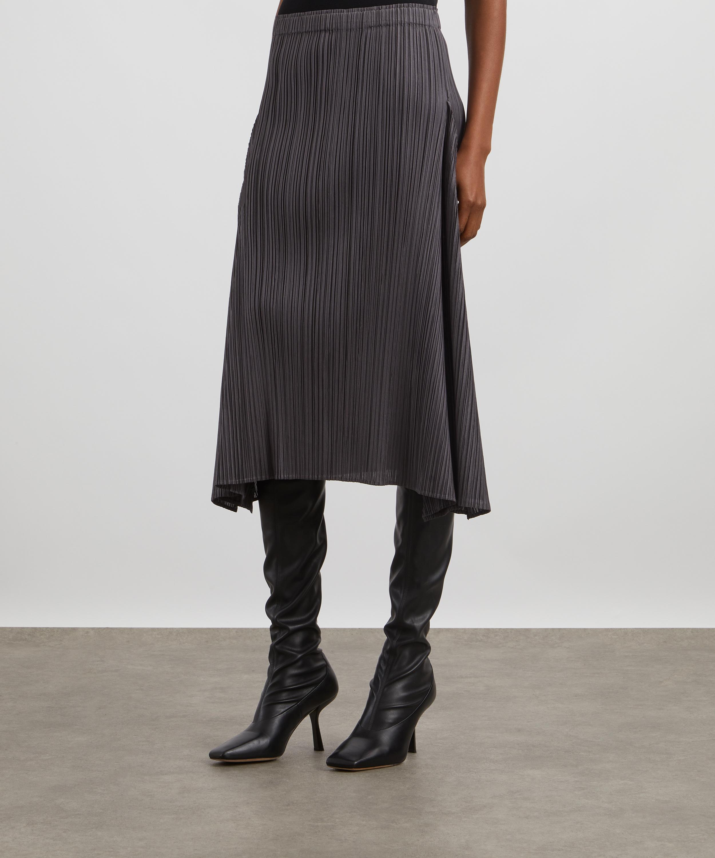 Pleats Please Issey Miyake - EFFICIENT SQUARE Grey Pleated Midi Skirt image number 2