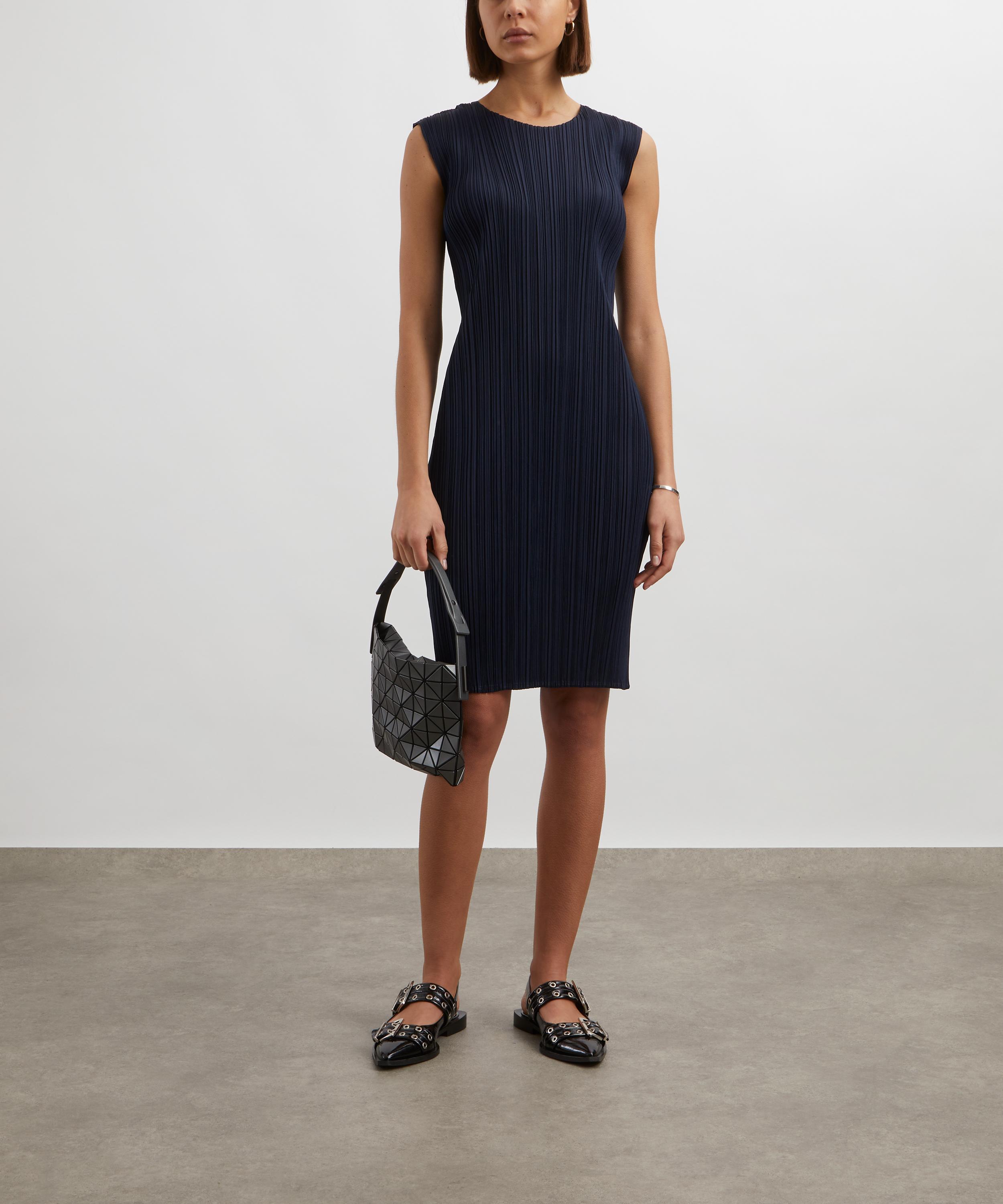 Pleats Please Issey Miyake - NEW COLOURFUL BASICS Navy Pleated Midi Dress image number 1