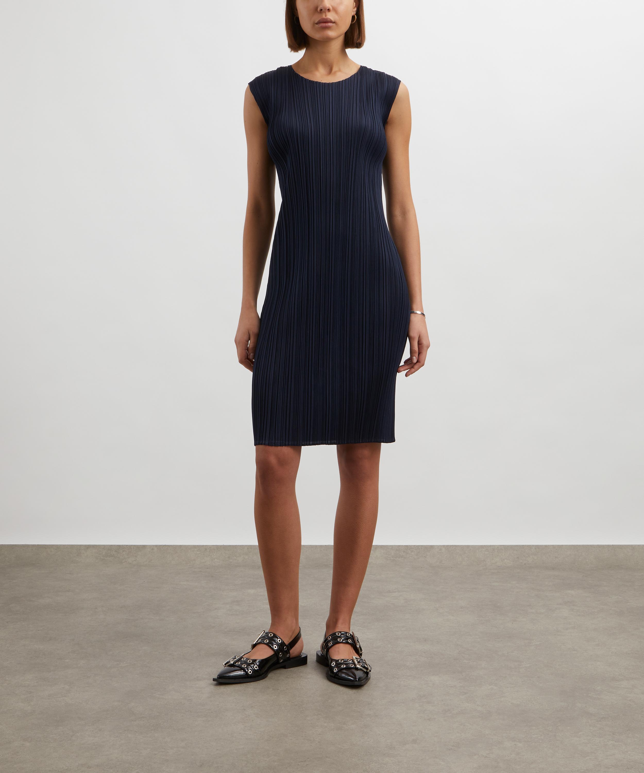 Pleats Please Issey Miyake - NEW COLOURFUL BASICS Navy Pleated Midi Dress image number 2