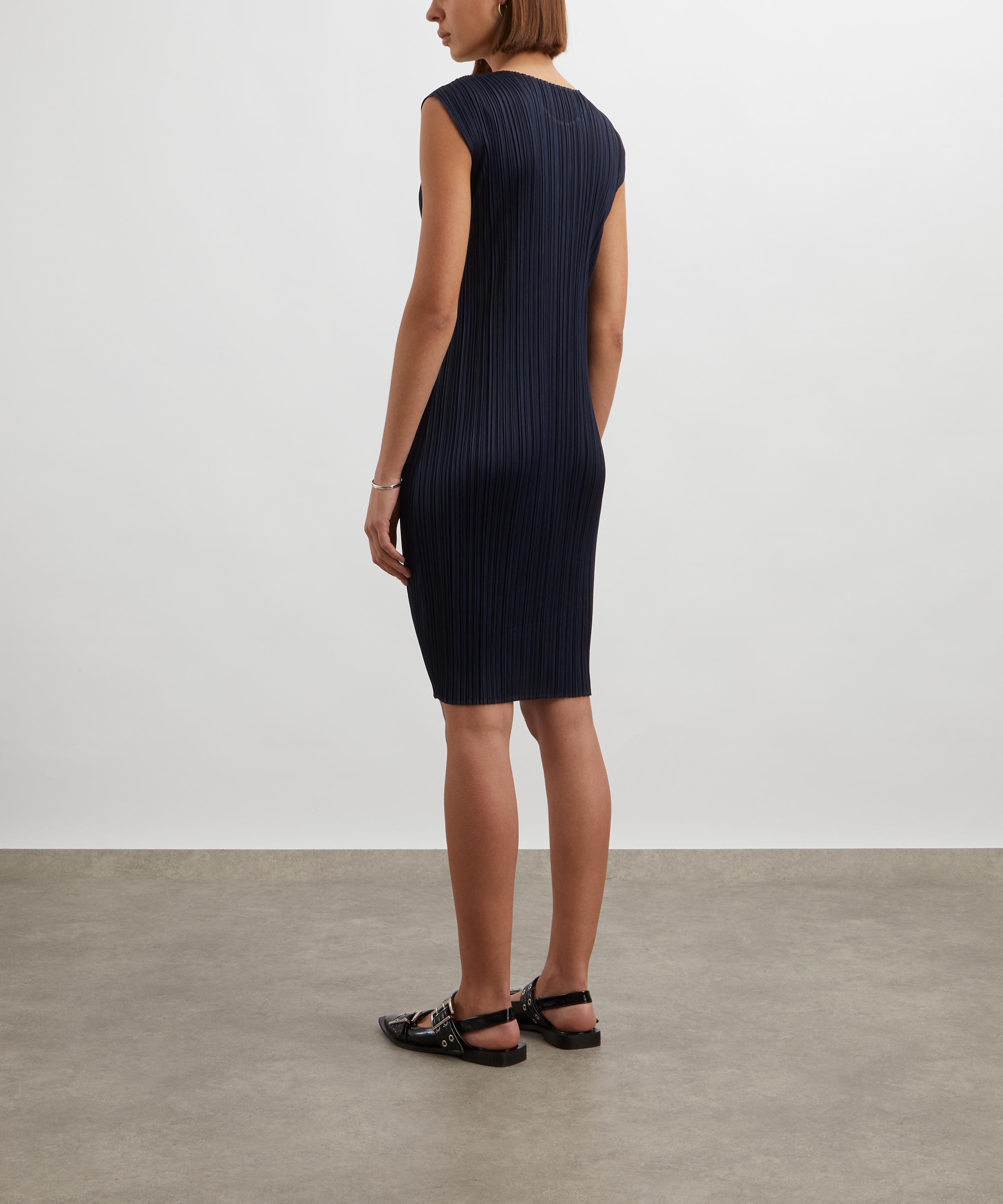 Pleats Please Issey Miyake - NEW COLOURFUL BASICS Navy Pleated Midi Dress image number 3