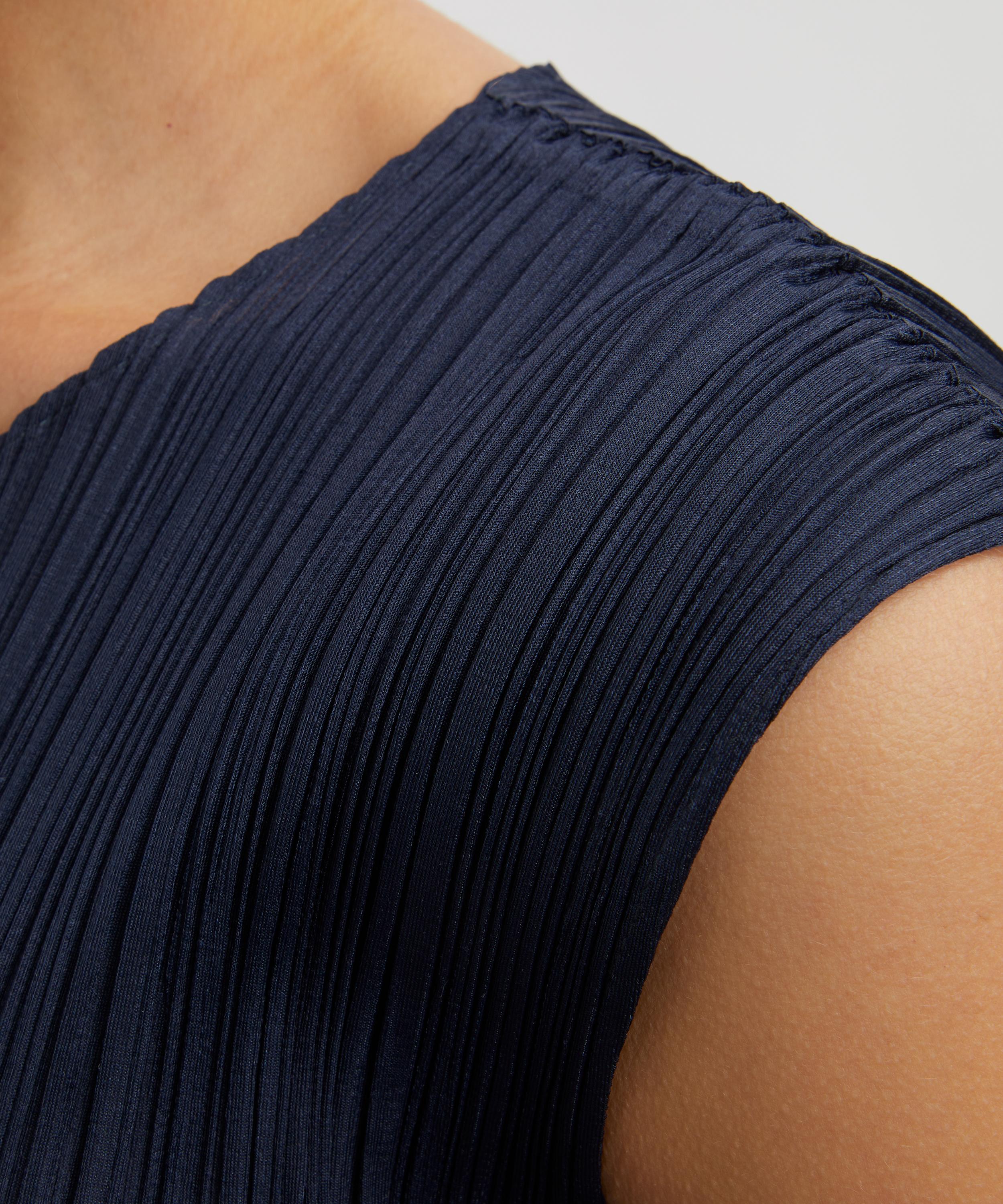 Pleats Please Issey Miyake - NEW COLOURFUL BASICS Navy Pleated Midi Dress image number 4