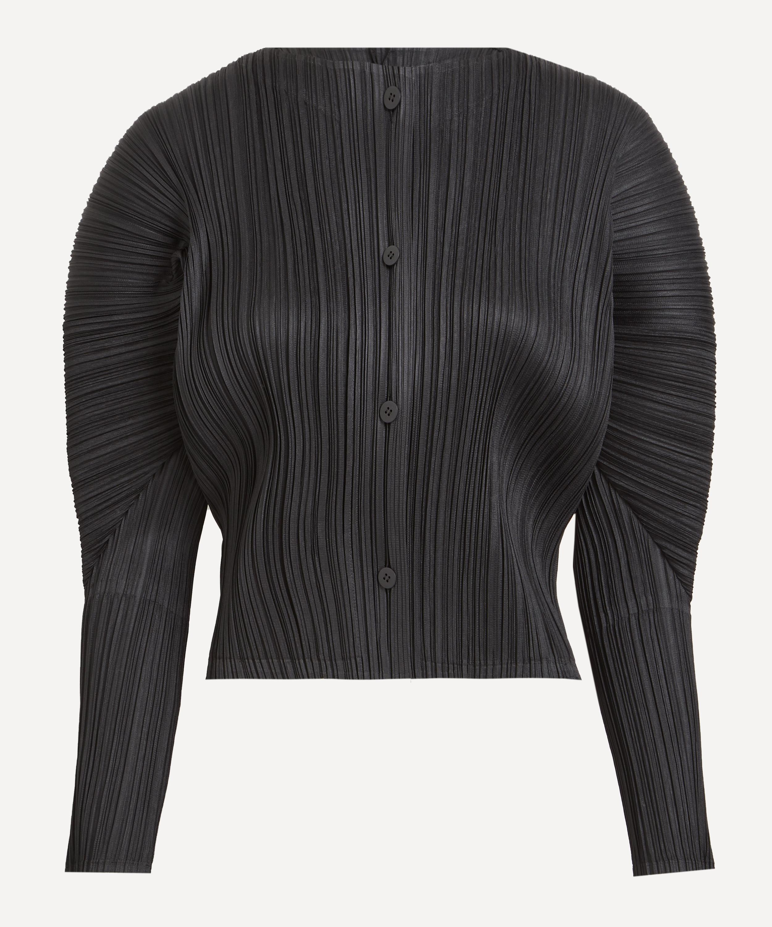 Pleats Please Issey Miyake - MONTHLY COLOURS: OCTOBER Black Pleated Cardigan  image number 0