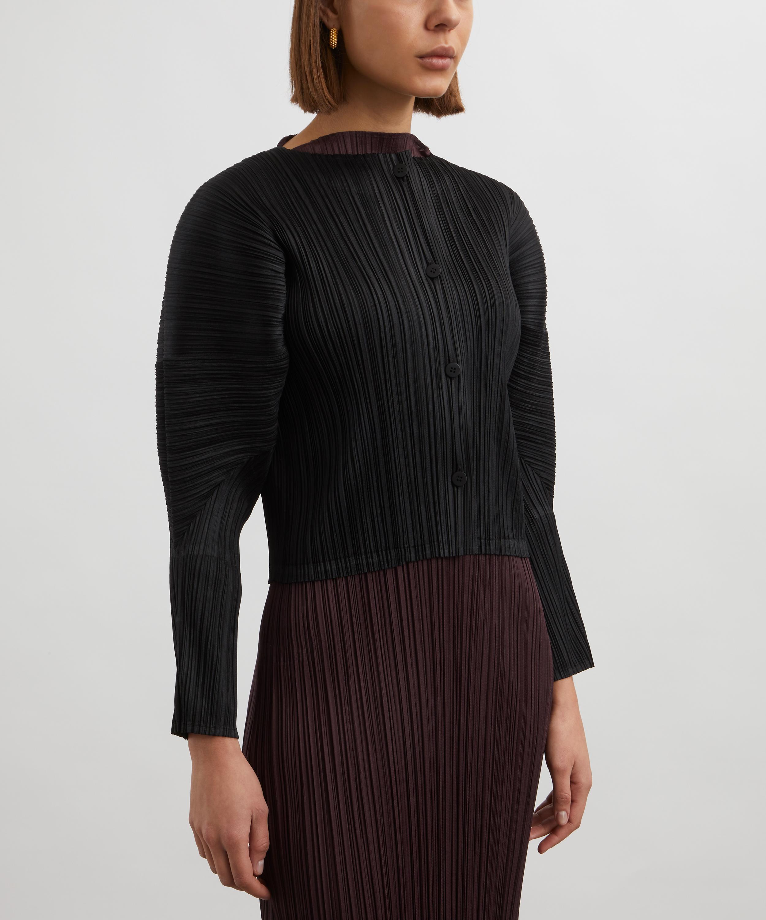 Pleats Please Issey Miyake - MONTHLY COLOURS: OCTOBER Black Pleated Cardigan  image number 2