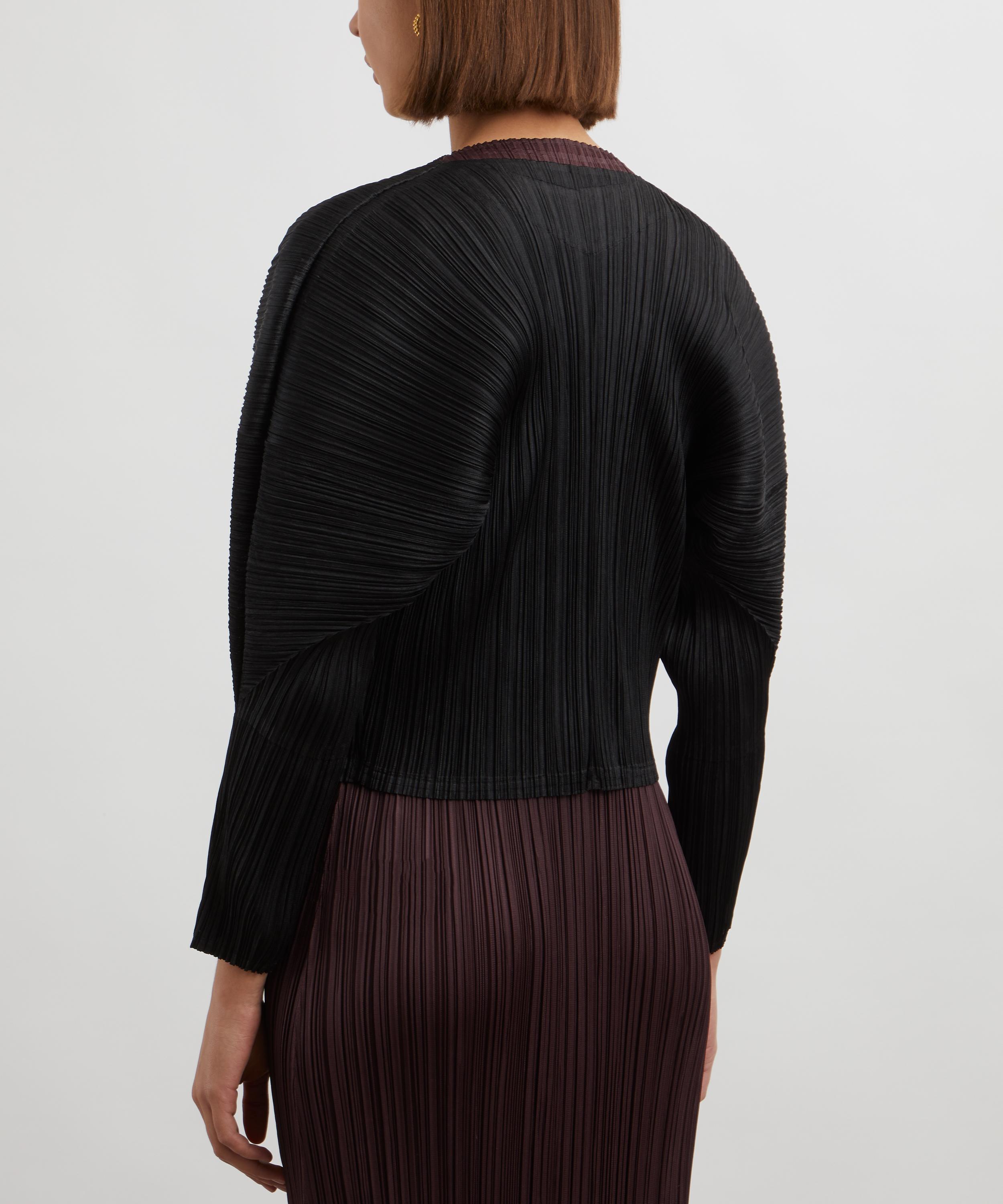 Pleats Please Issey Miyake - MONTHLY COLOURS: OCTOBER Black Pleated Cardigan  image number 3