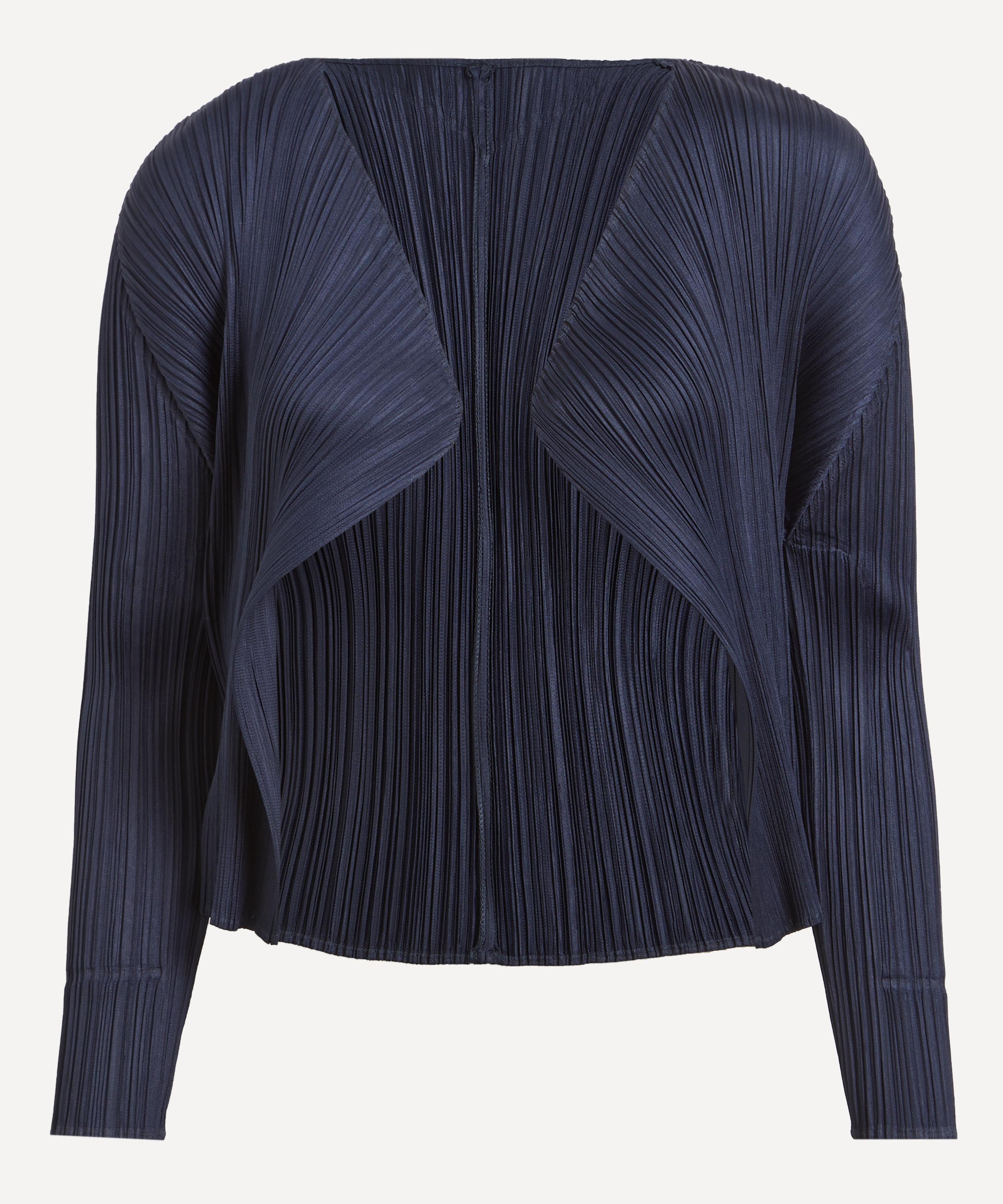 Pleats Please Issey Miyake - NEW COLOURFUL BASICS 4 Navy Pleated Cardigan image number 0