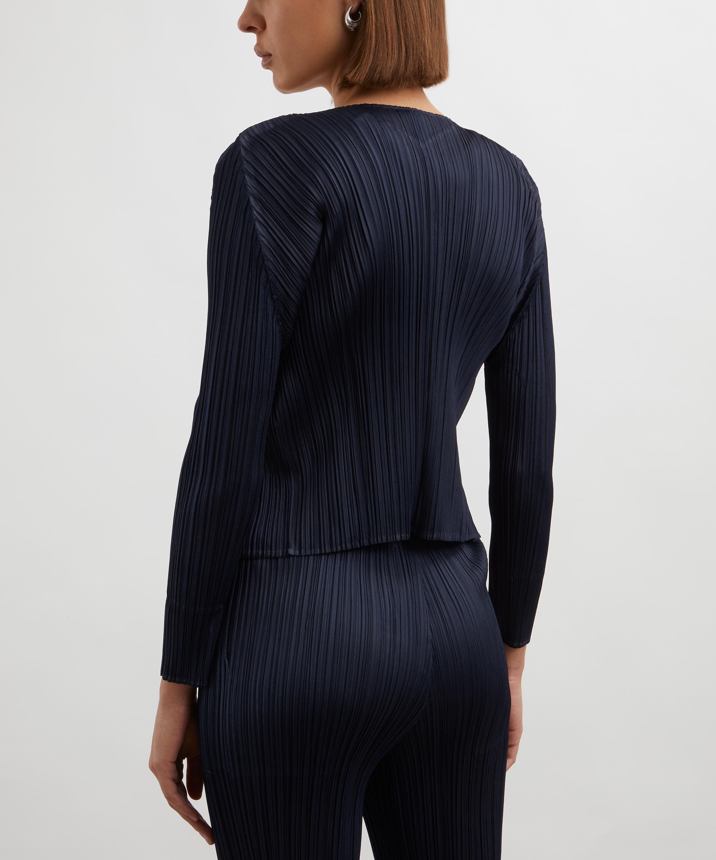 Pleats Please Issey Miyake - NEW COLOURFUL BASICS 4 Navy Pleated Cardigan image number 3