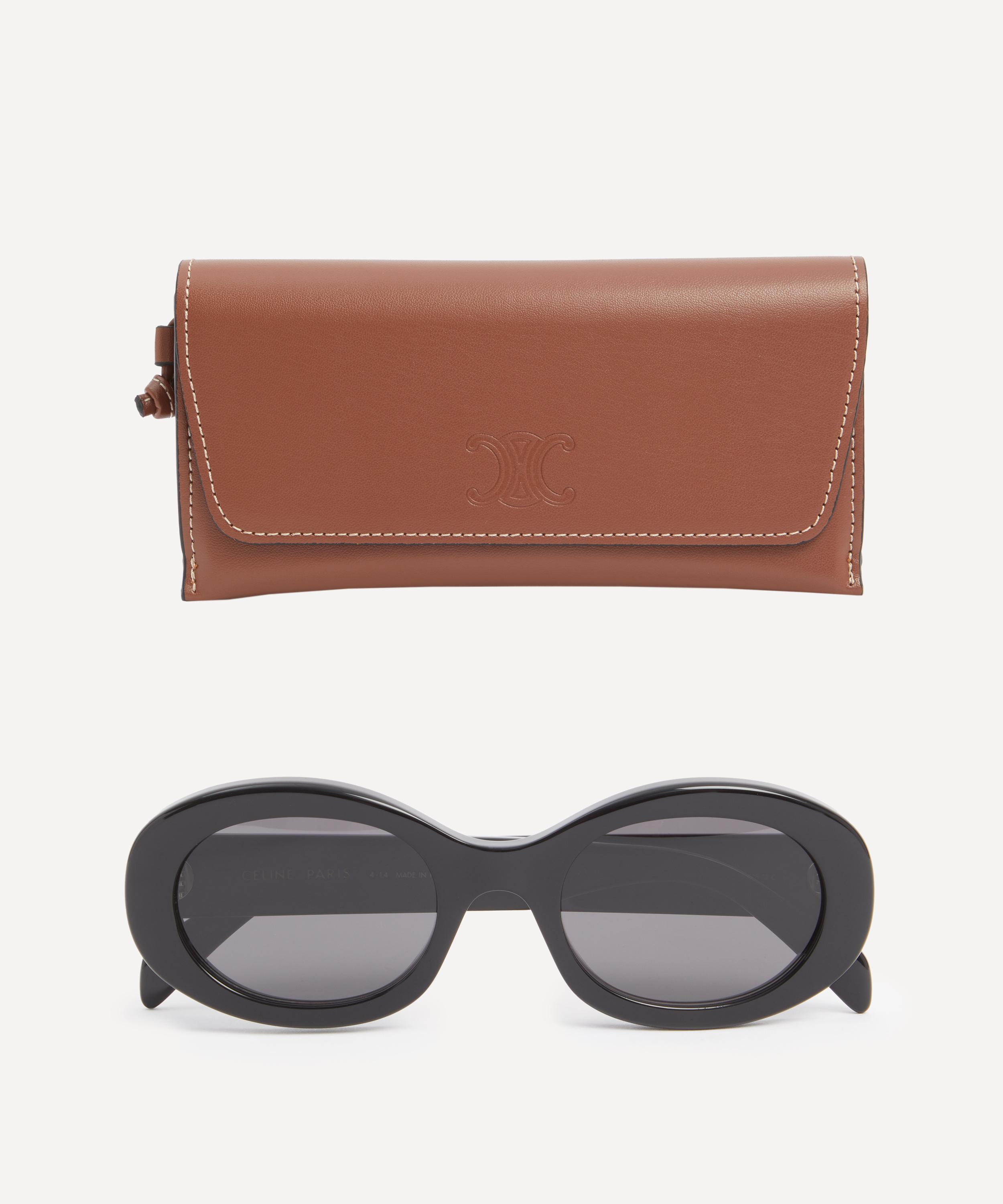 Celine - Triomphe Black Oval Acetate Sunglasses image number 3