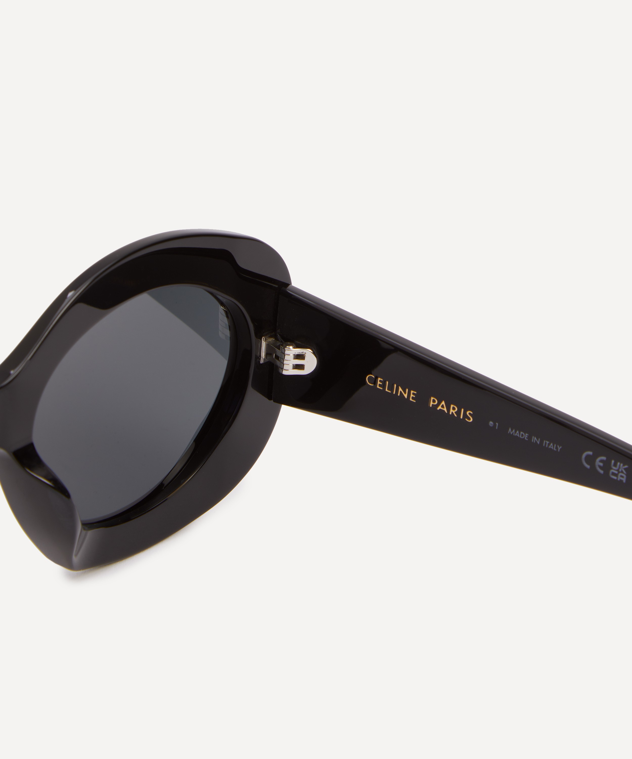 Celine - Triomphe Chunky Oval Shiny Acetate Sunglasses image number 2