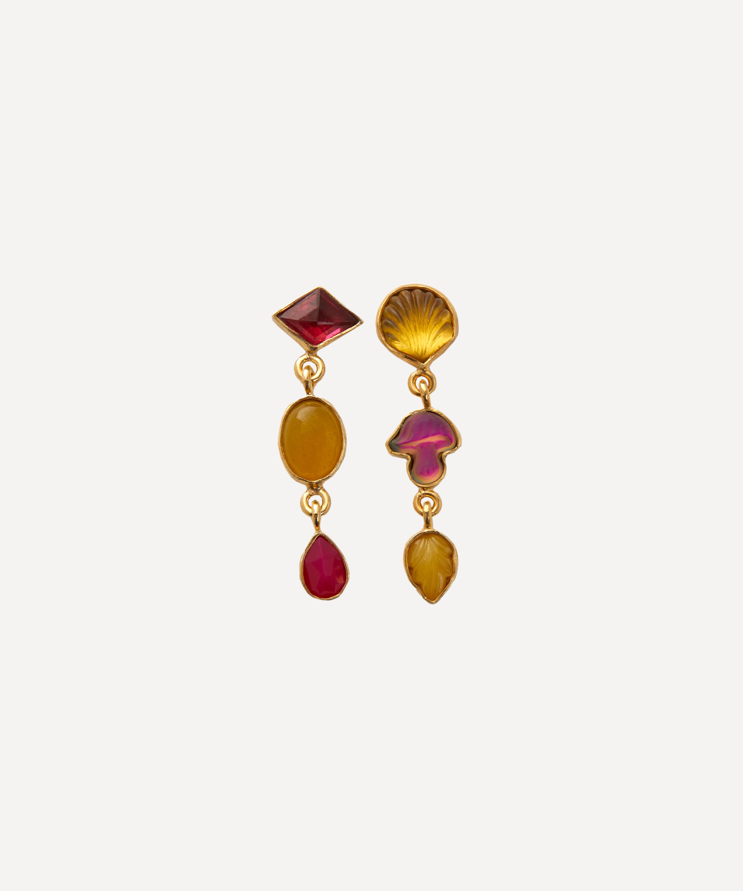 Grainne Morton - 18ct Gold-Plated Three Charm Moving Drop Earrings image number 0