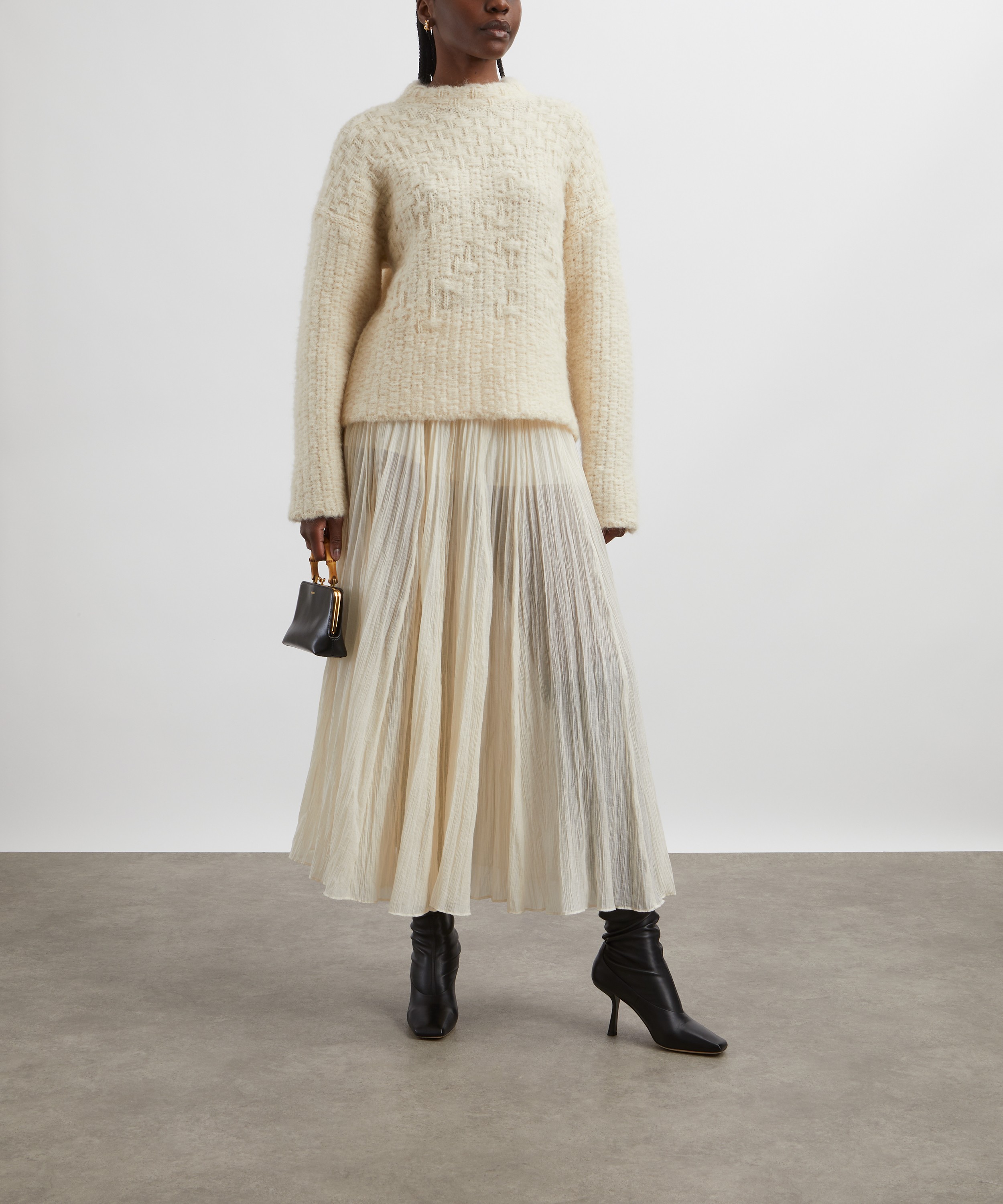 Jil Sander - Alpaca Mohair Basketweave Mock Neck Jumper image number 1